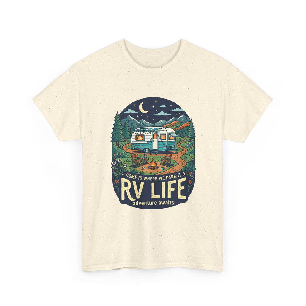 RV Life T-Shirt — Retro Camper Graphic Tee (“Home Is Where We Park It”)