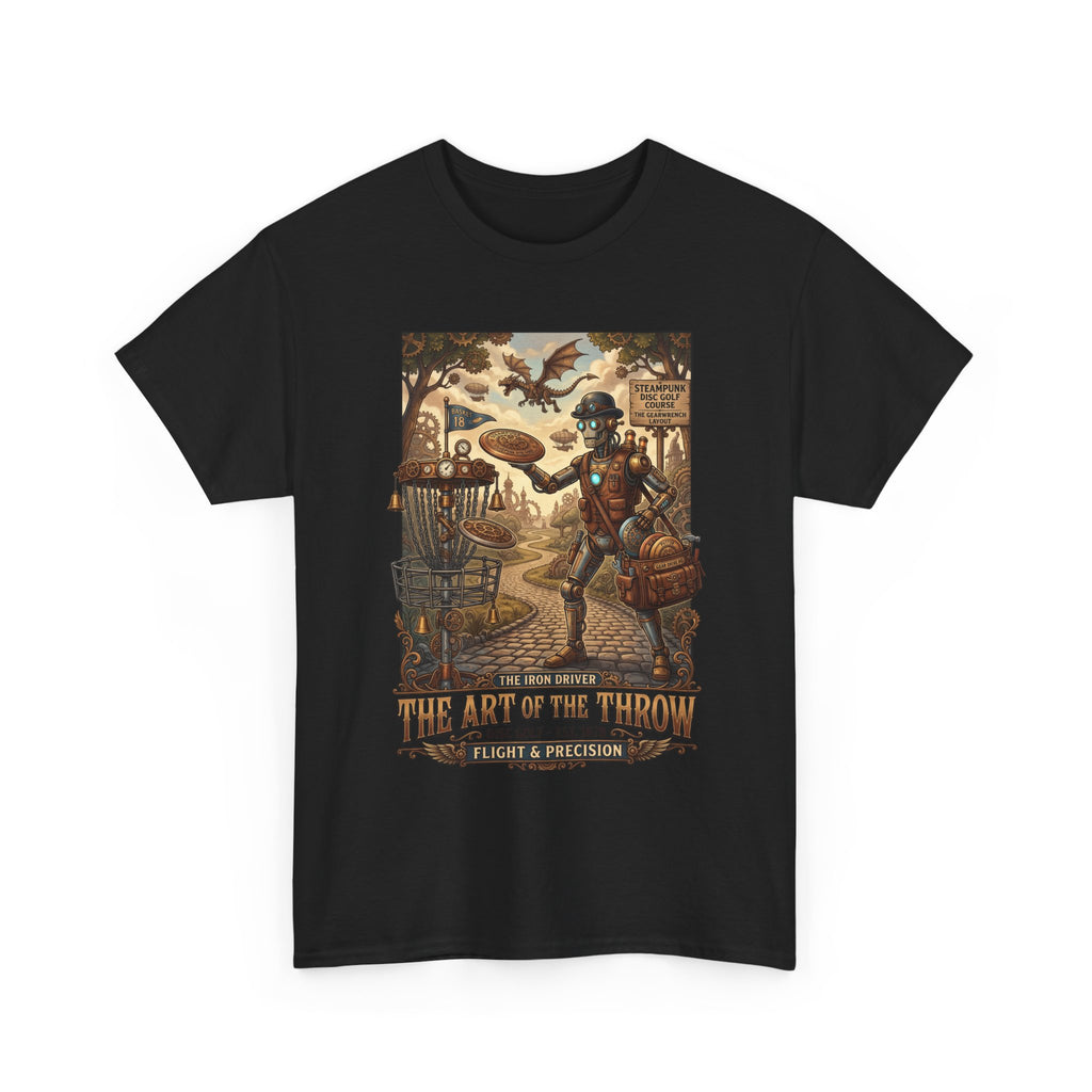 Steampunk Disc Golf T-Shirt — "The Art of the Throw" Vintage Disc Golfer Graphic Tee