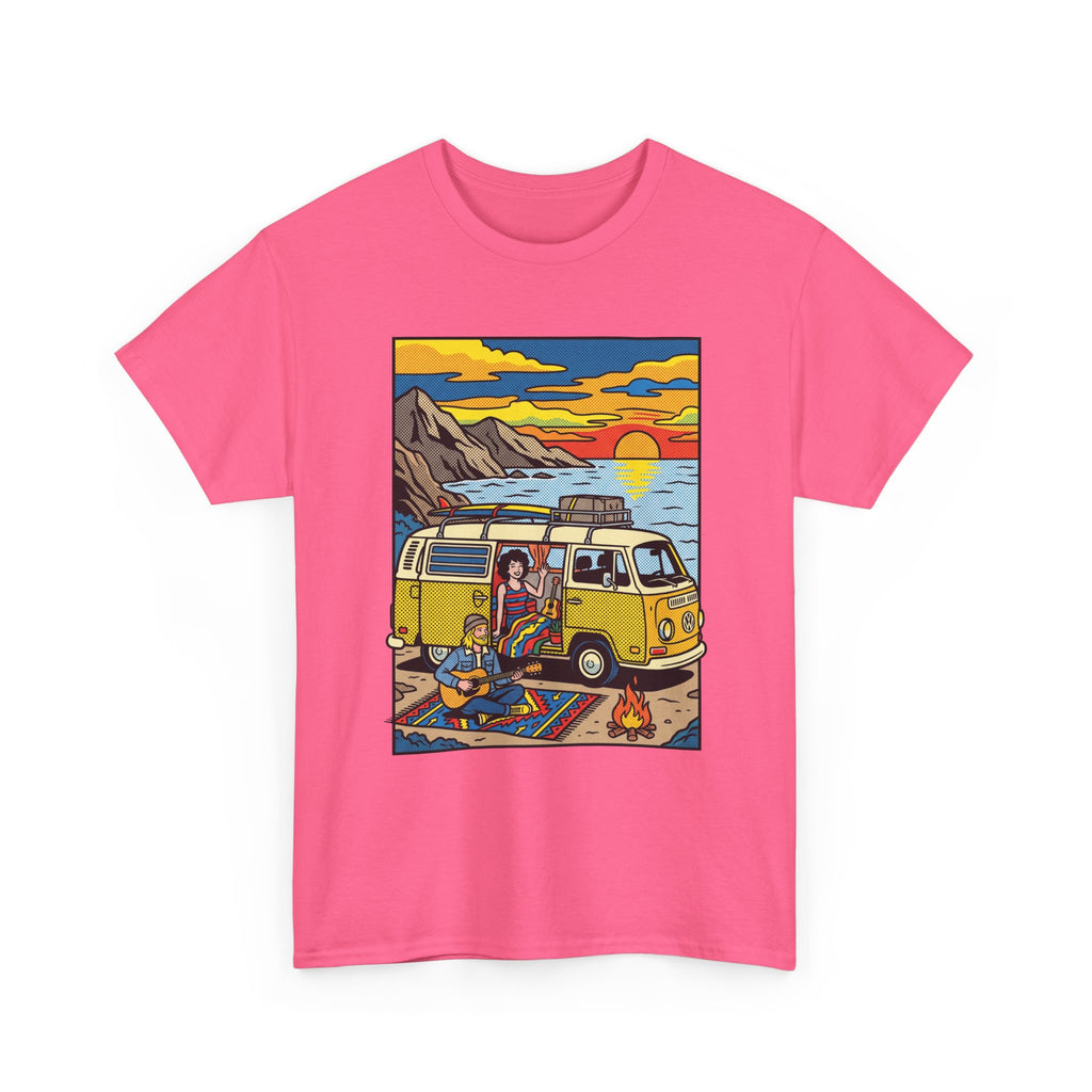 Surf Van Sunset T‑Shirt — Retro Camper Beach Scene Tee