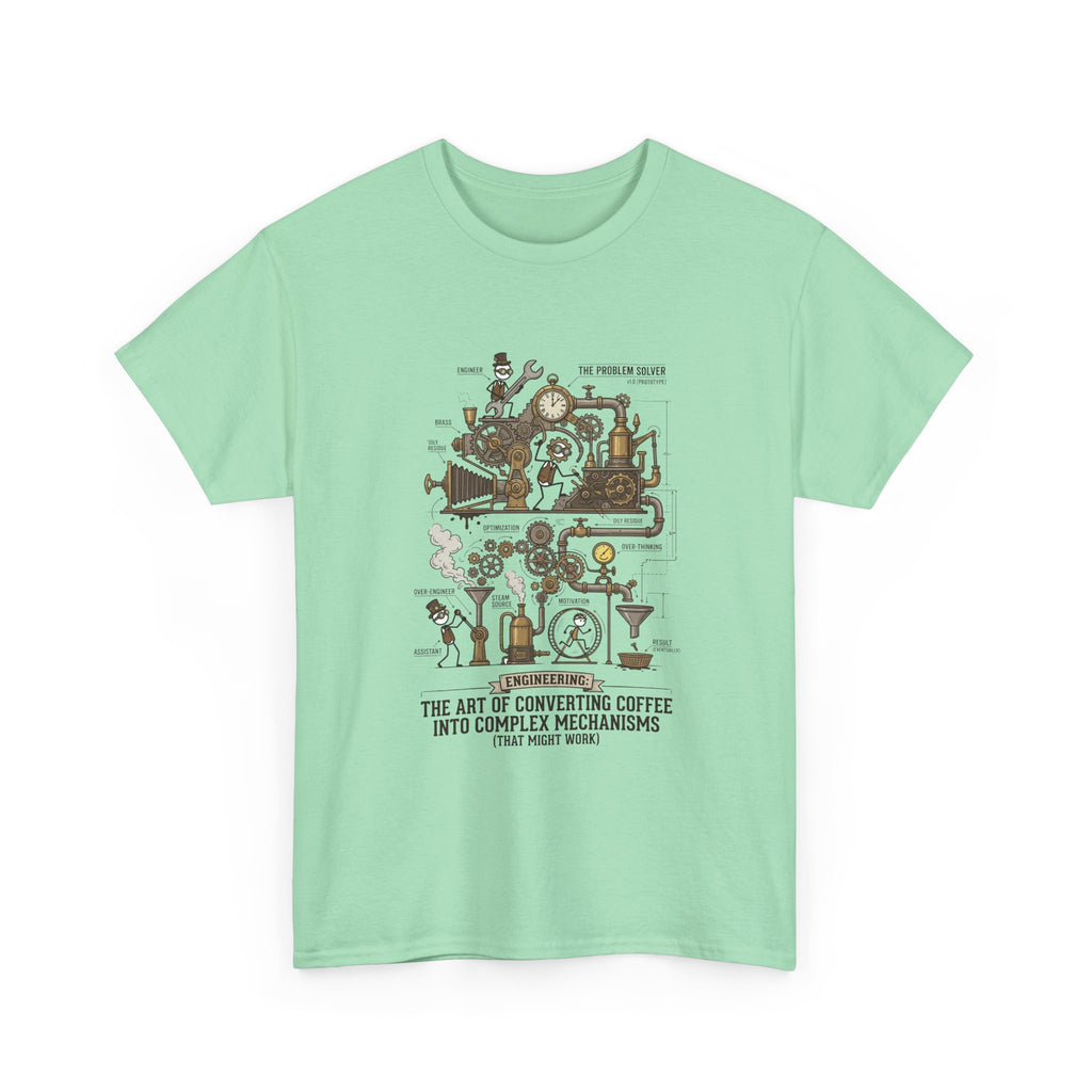 Steampunk Engineering T-Shirt — The Art of Converting Coffee Into Complex Mechanisms Graphic Tee