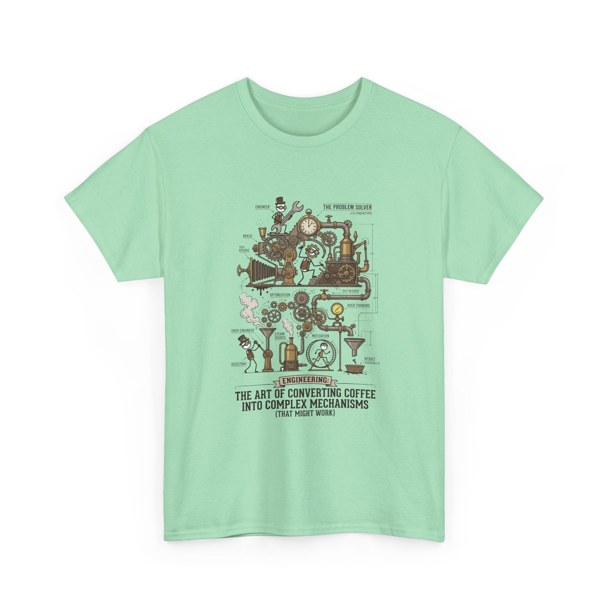 Steampunk Engineering T-Shirt — The Art of Converting Coffee Into Complex Mechanisms Graphic Tee