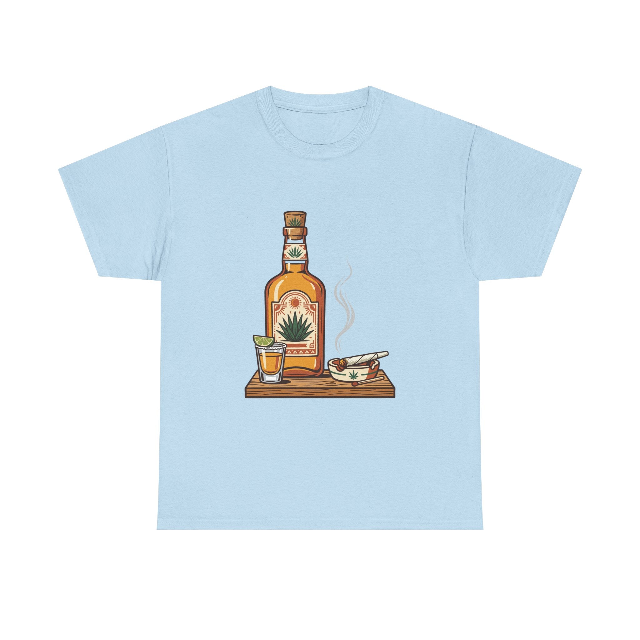 Tequila & A joint Tee — Bottle, Shot Glass & joint Graphic Shirt