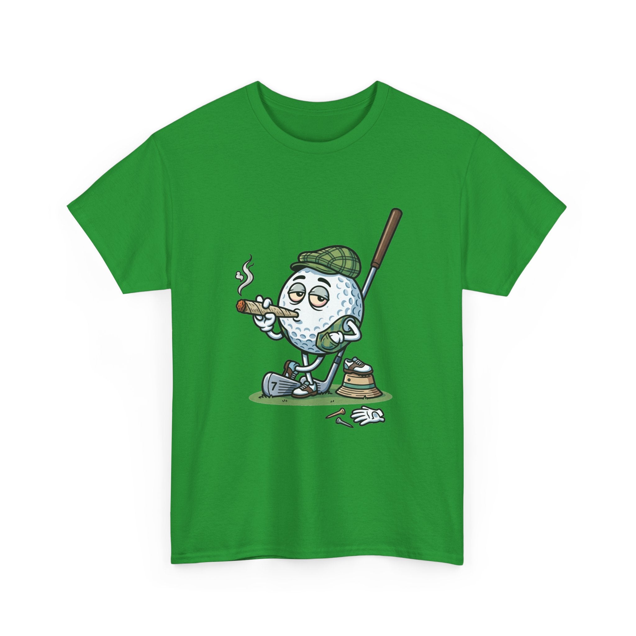 Golf Ball Cartoon T-Shirt — Weed Smoking Golfer Vintage Style Tee
