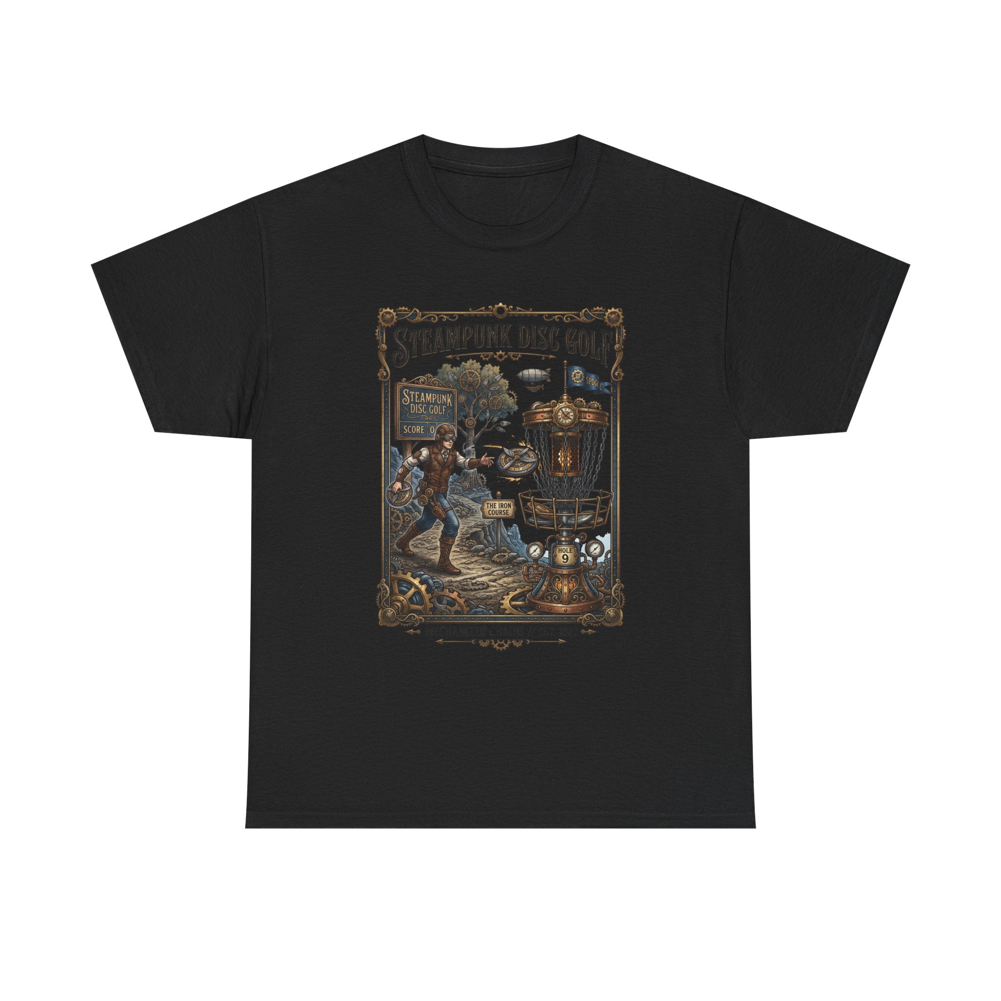 Steampunk Disc Golf T-Shirt — Vintage Victorian Disc Golf Poster Tee