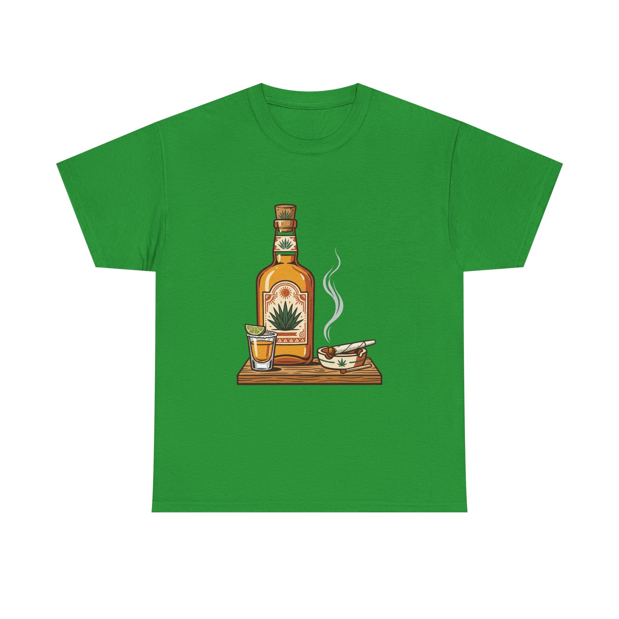 Tequila & A joint Tee — Bottle, Shot Glass & joint Graphic Shirt