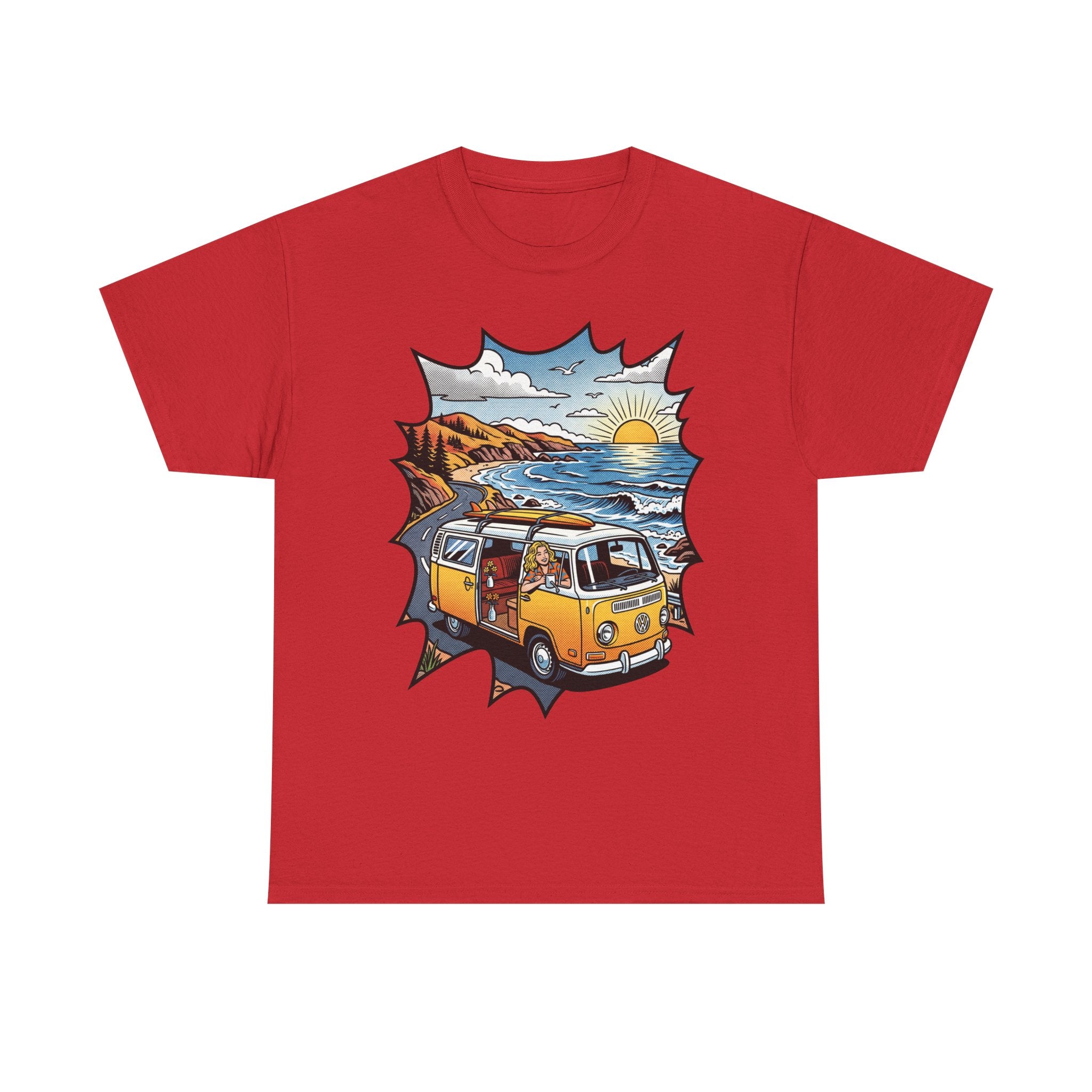 Road Trip Van T-Shirt — Vintage Camper Beach Sunset Tee