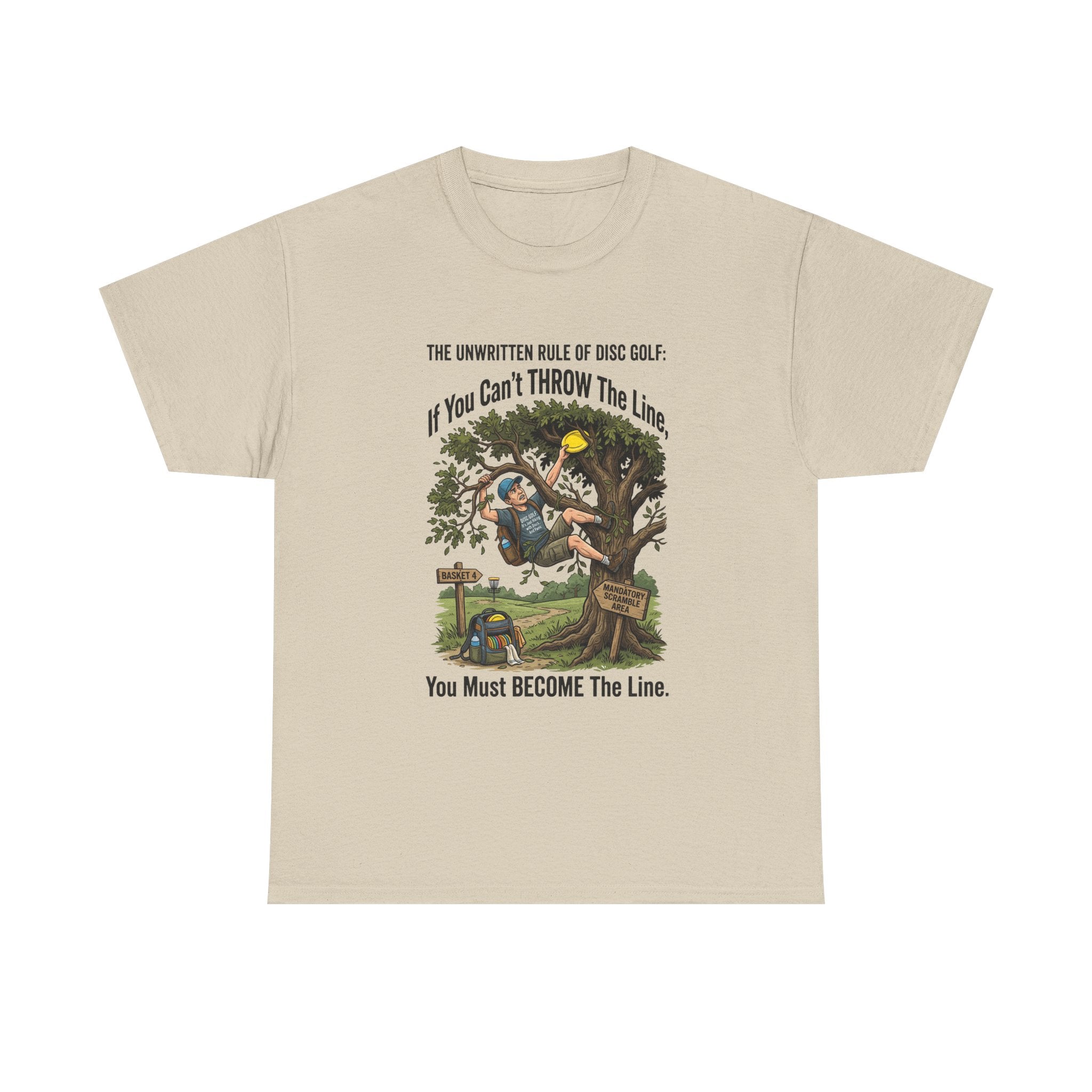 Disc Golf T-Shirt - "If You Can't Throw the Line, You Must Become the Line" Vintage Golf Cartoon Tee