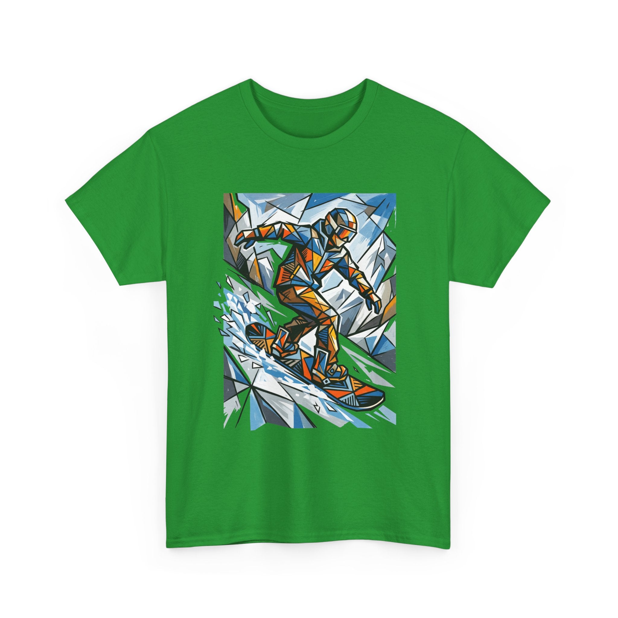 Snowboarder Geometric Art T-Shirt — Abstract Winter Sports Graphic Tee