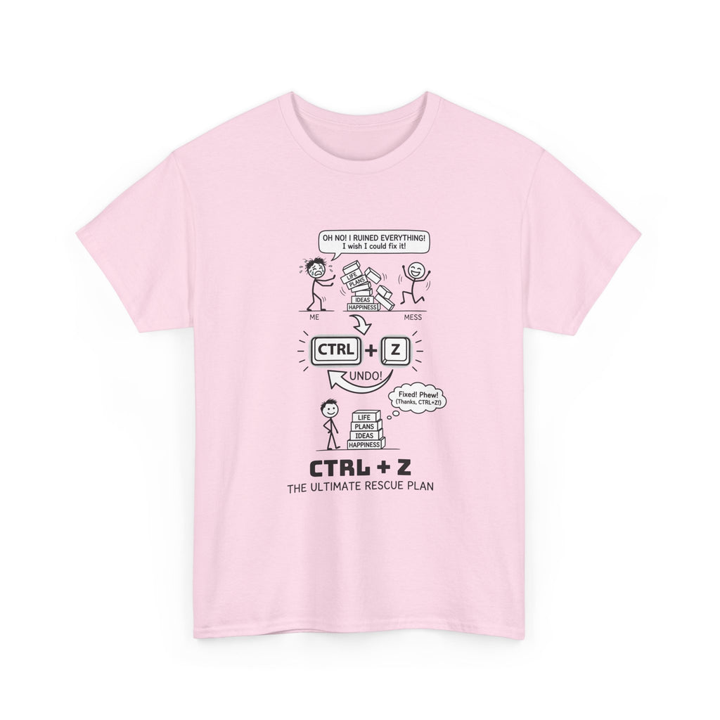 CTRL + Z T-Shirt — Funny Programmer Comic Tee ("The Ultimate Rescue Plan")