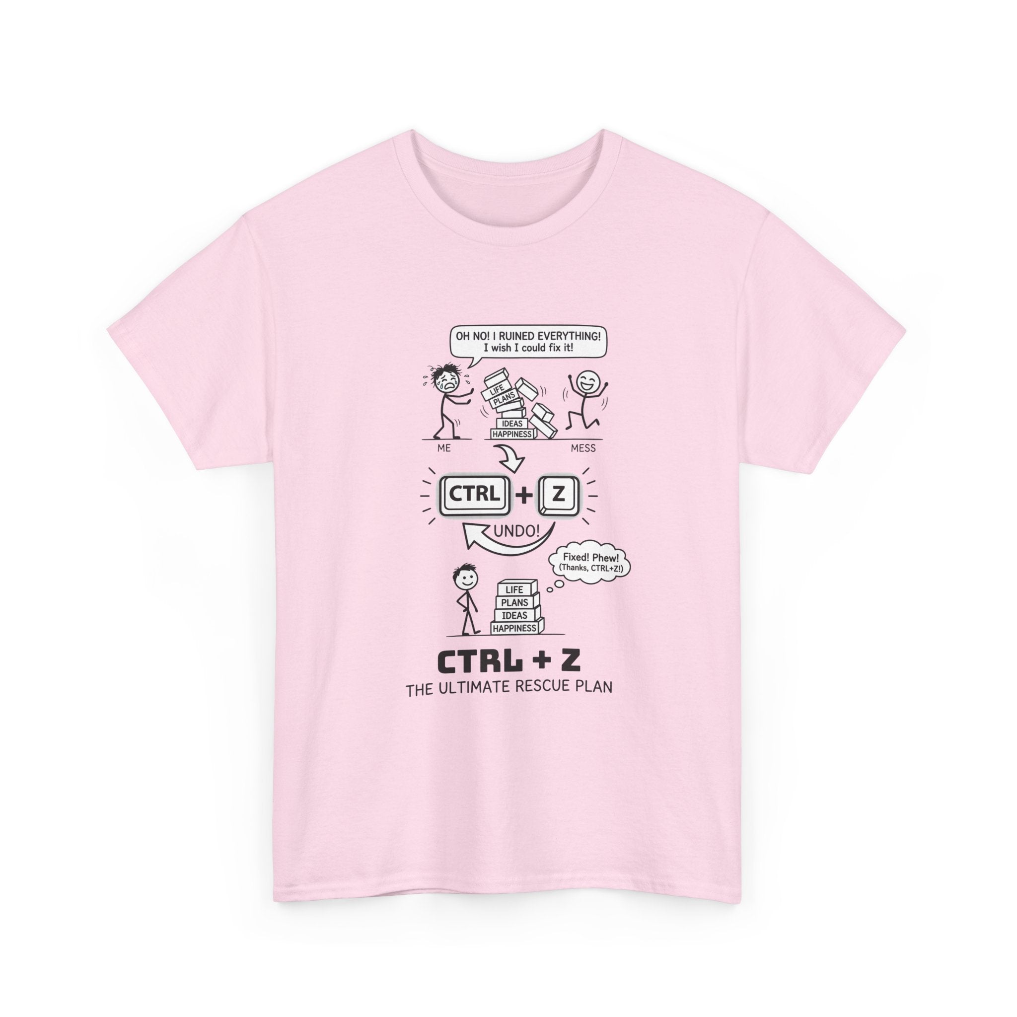 CTRL + Z T-Shirt — Funny Programmer Comic Tee ("The Ultimate Rescue Plan")