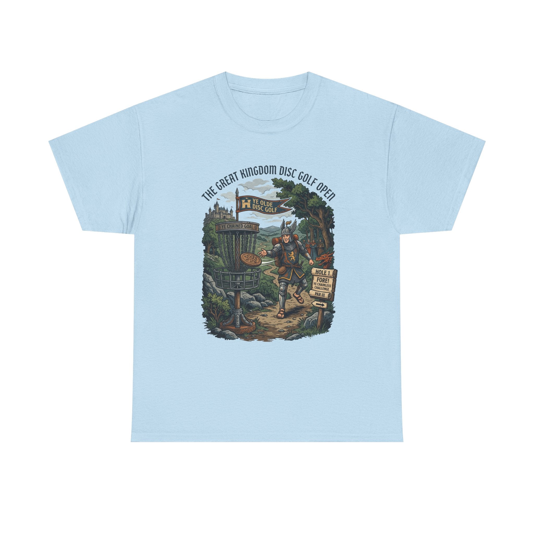 Medieval Disc Golf Adventure Tee — "The Great Kingdom Disc Golf Open" Graphic Shirt
