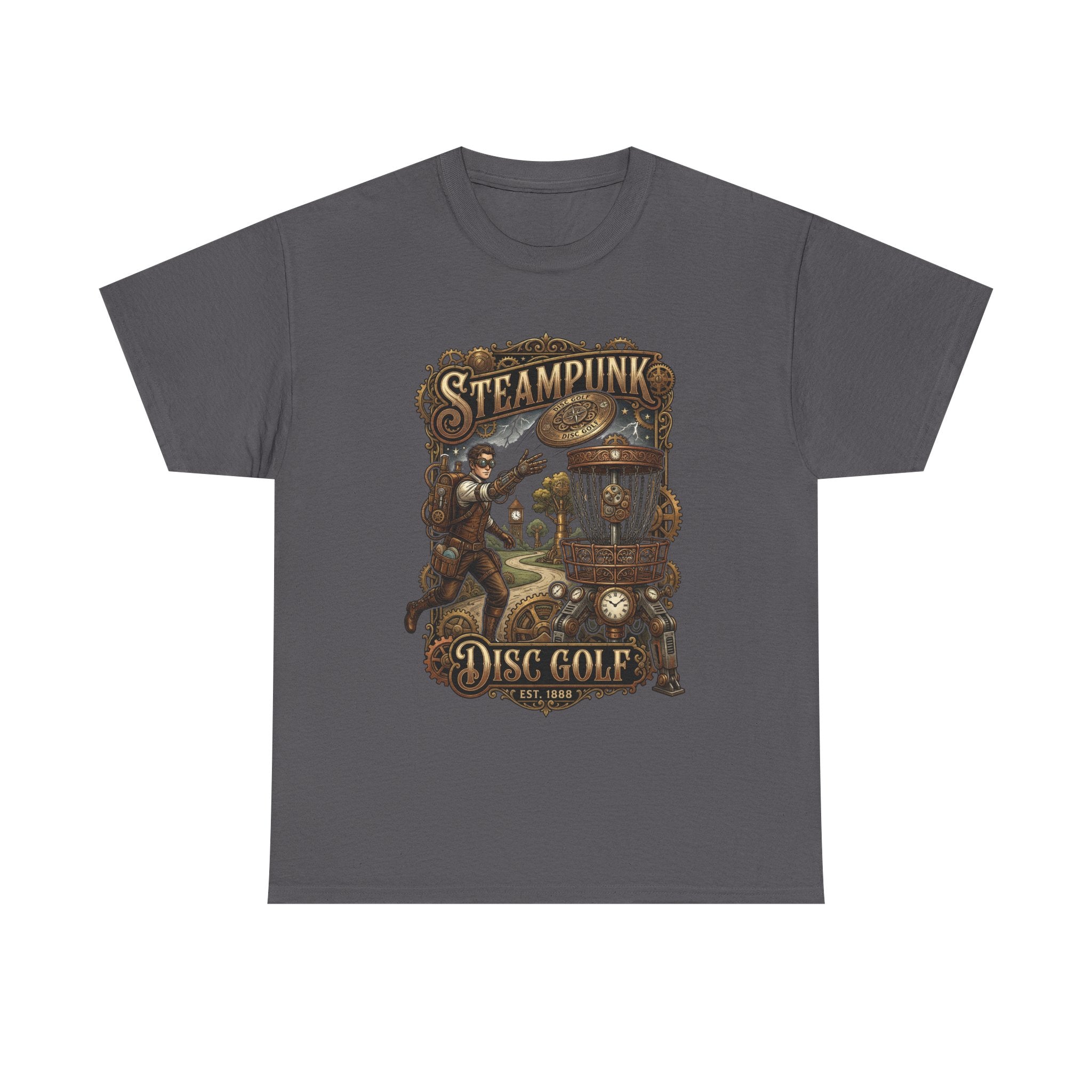 Steampunk Disc Golf T‑Shirt – Vintage Industrial Disc Golf Tee