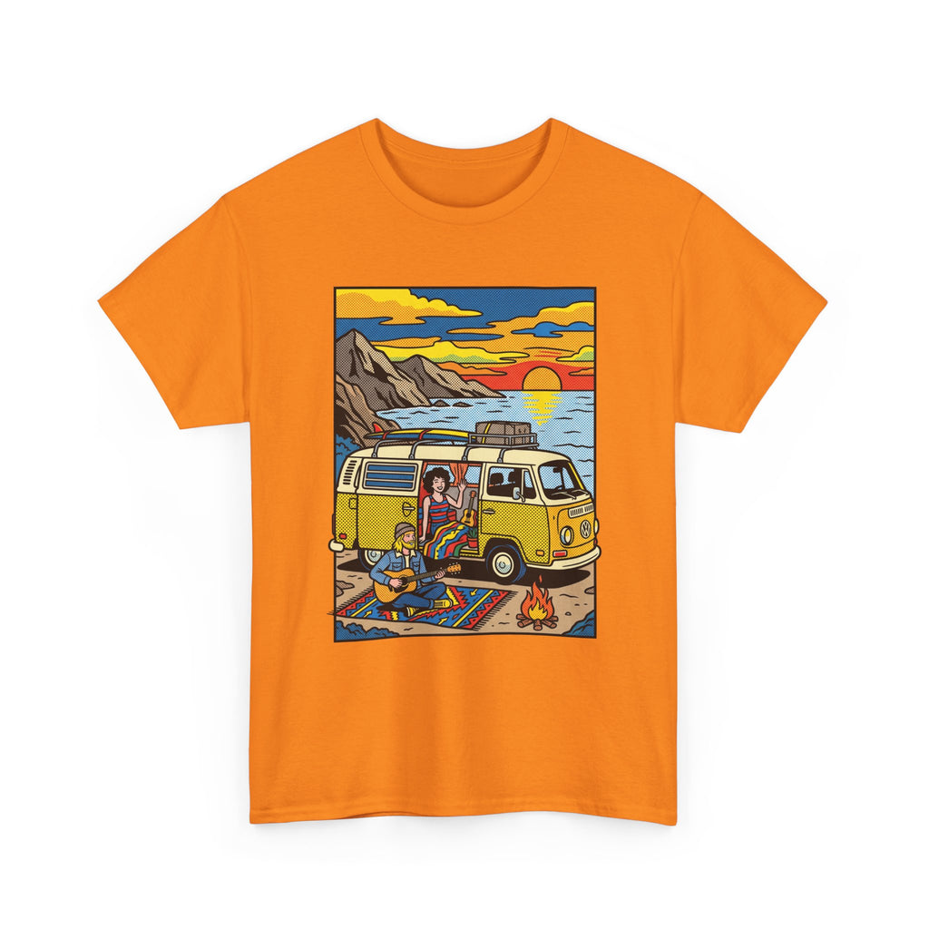 Surf Van Sunset T‑Shirt — Retro Camper Beach Scene Tee