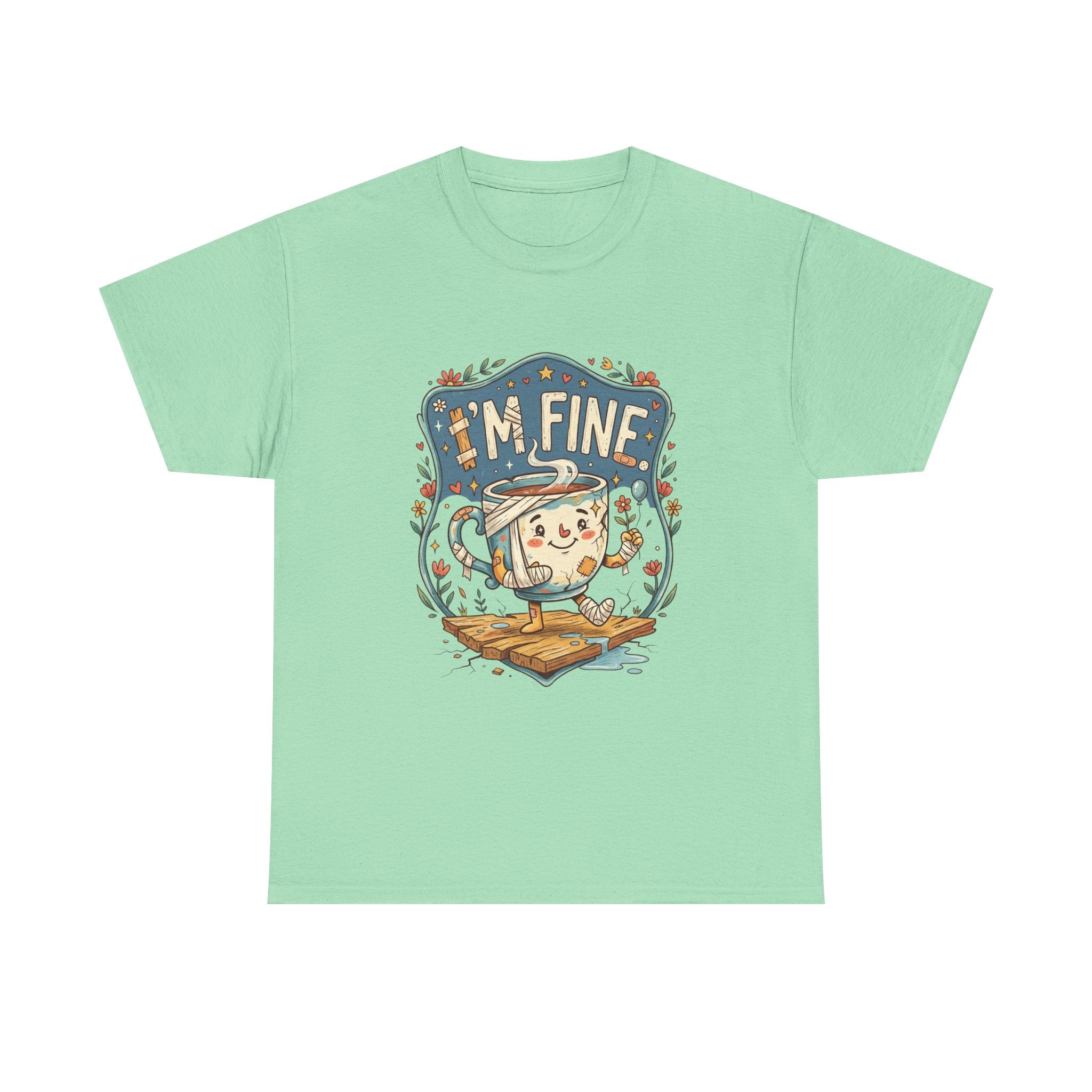 T-Shirt - 'I'm Fine' Cute Kettle Graphic Tee, Cozy Tea Lover Gift
