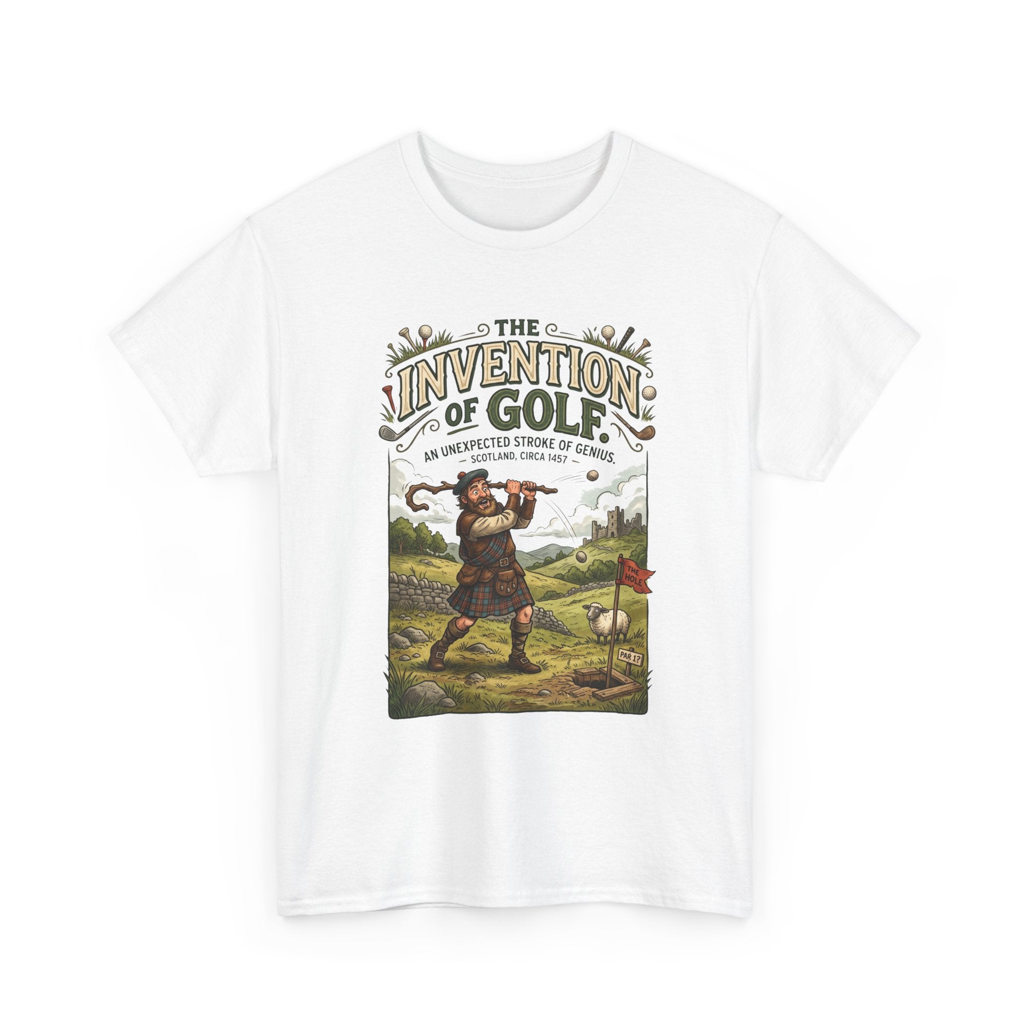 Golf Tee — 'The Invention of Golf' Vintage Golfing Graphic Shirt