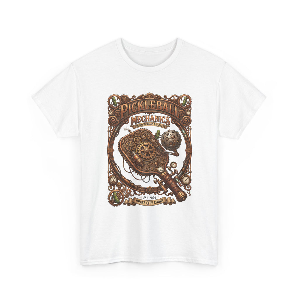 Pickleball Mechanics T-Shirt — Vintage Steampunk Paddle Design