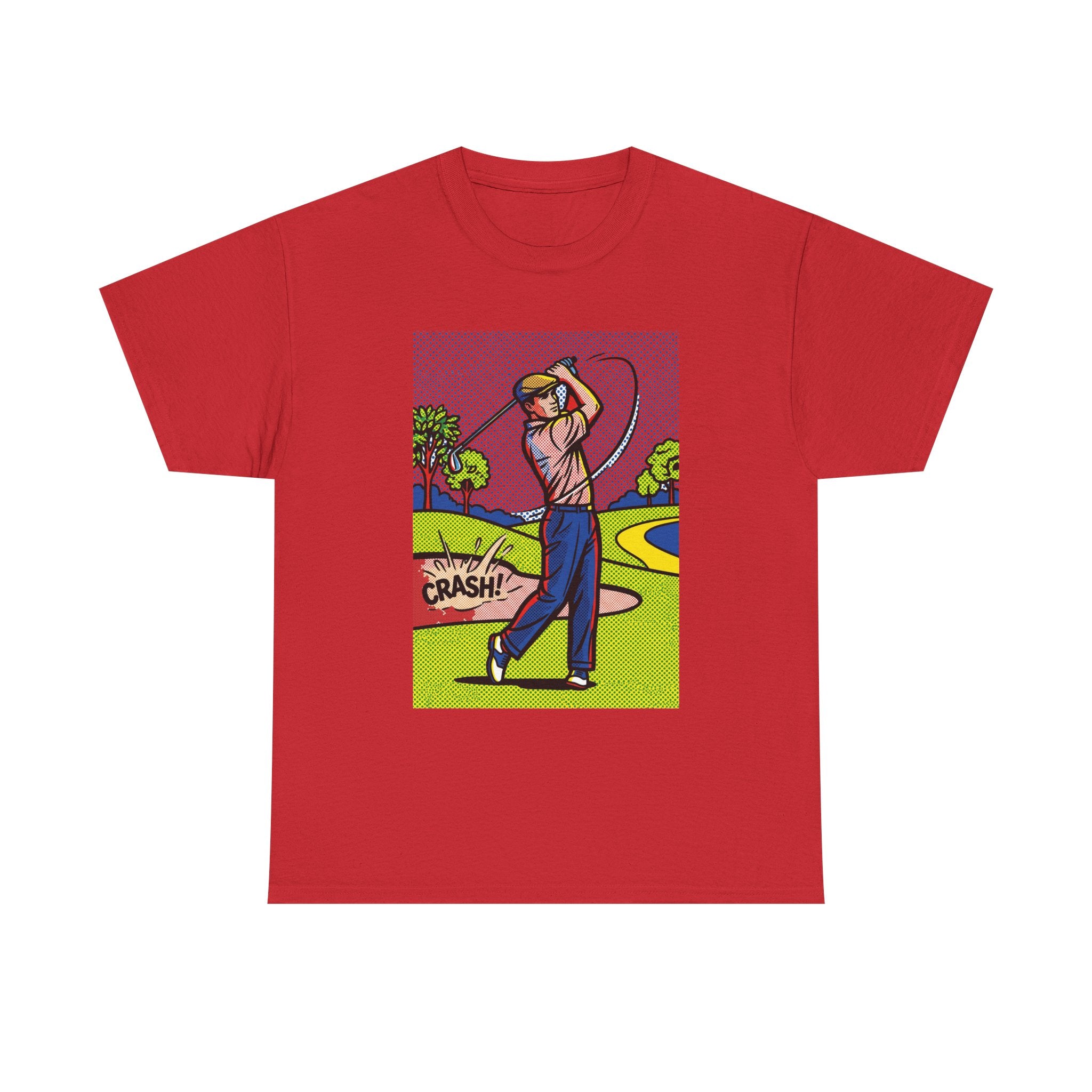 Golf Swing Pop Art T-Shirt — Vintage Comic 'Crash!' Graphic Tee