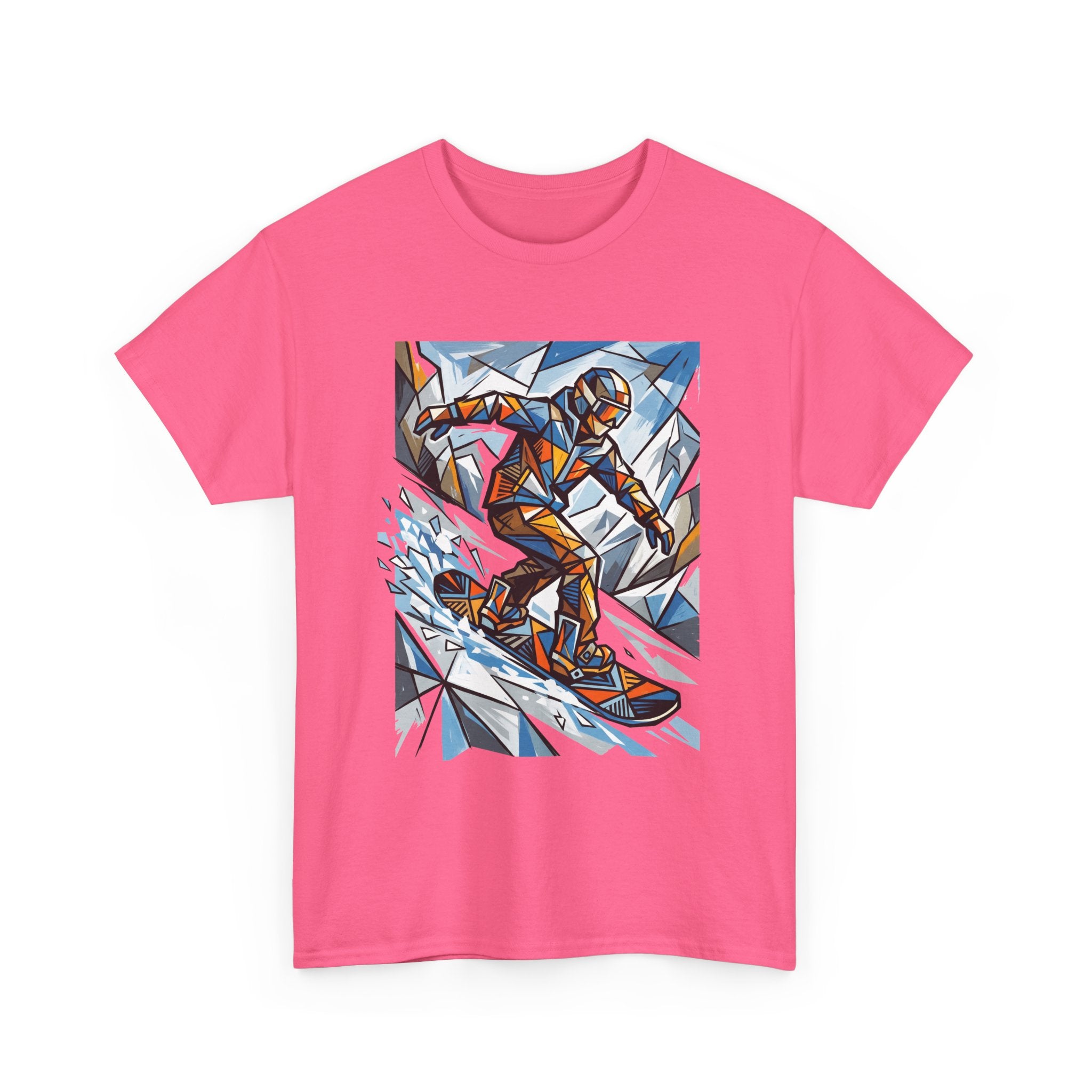 Snowboarder Geometric Art T-Shirt — Abstract Winter Sports Graphic Tee