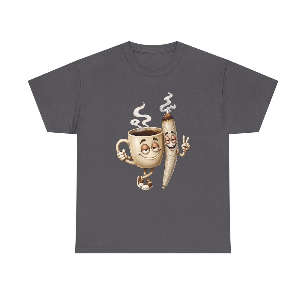 1 Coffee & Joint Funny Tee — Cute Smiling Coffee Cup and Joint Graphic Shirt
