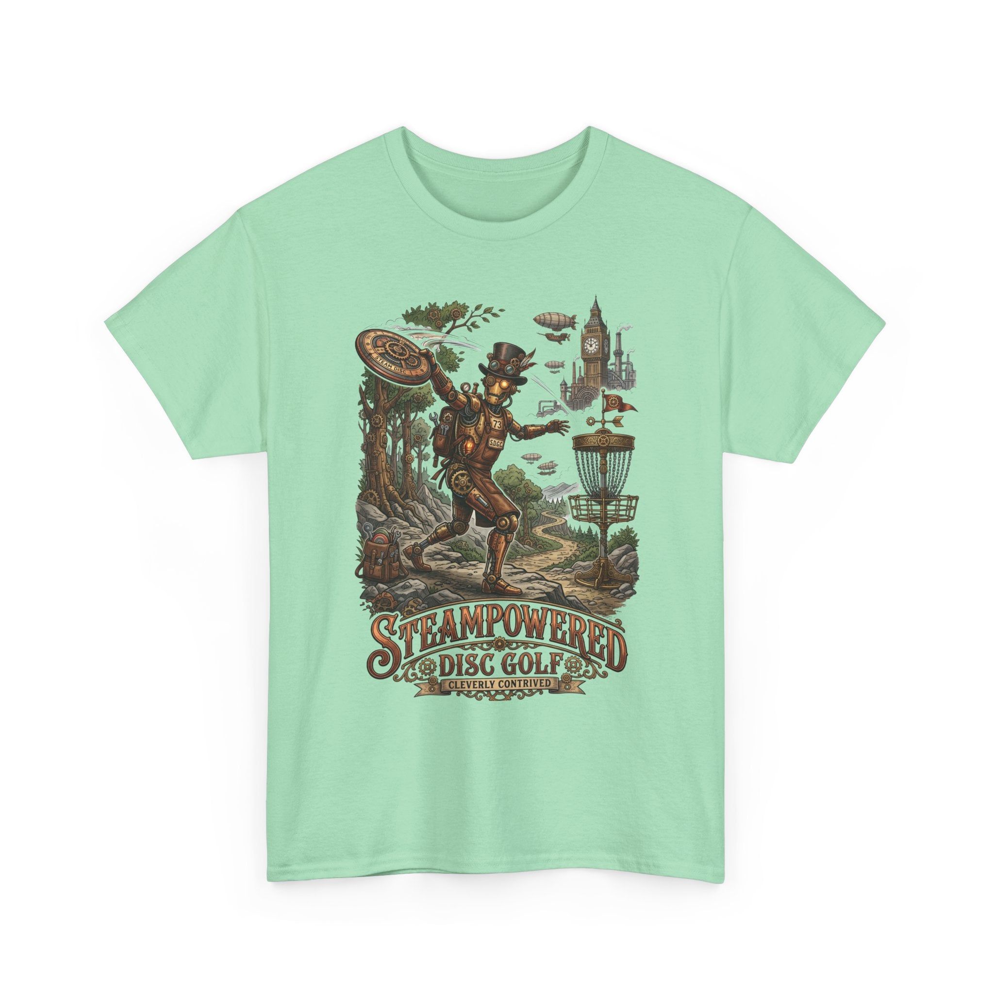 Steampunk Disc Golf T-Shirt – "Steampowered Disc Golf" Vintage Style
