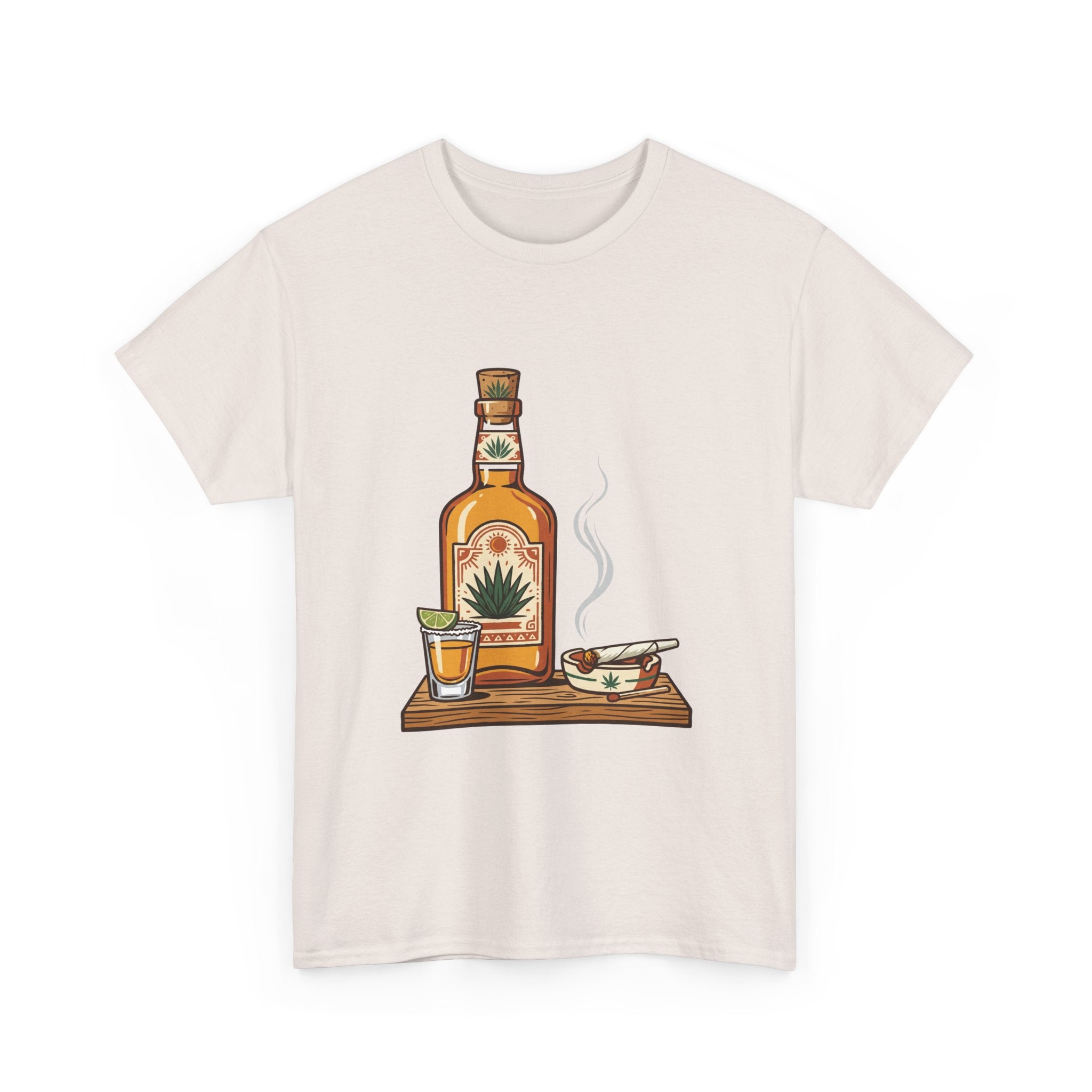Tequila & A joint Tee — Bottle, Shot Glass & joint Graphic Shirt