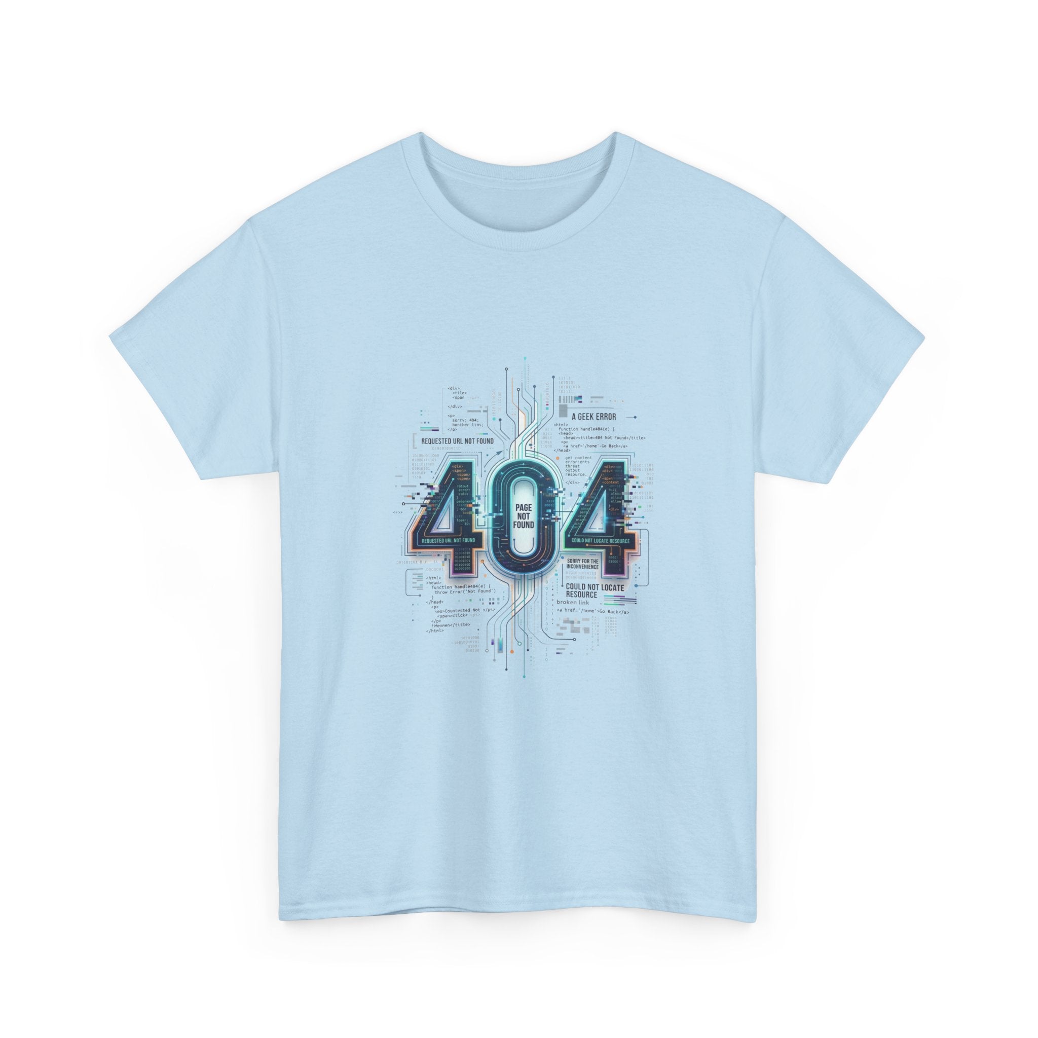 404 Error Tech Graphic Tee — Retro Cyber Glitch Computer Shirt