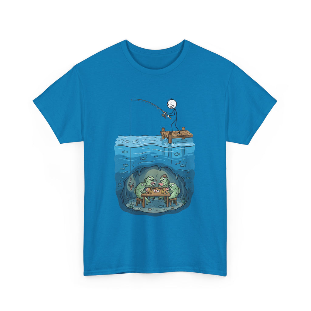 Fishing Tee — Underwater Surprise Cartoon T-Shirt (Fisherman & Sea Creatures)