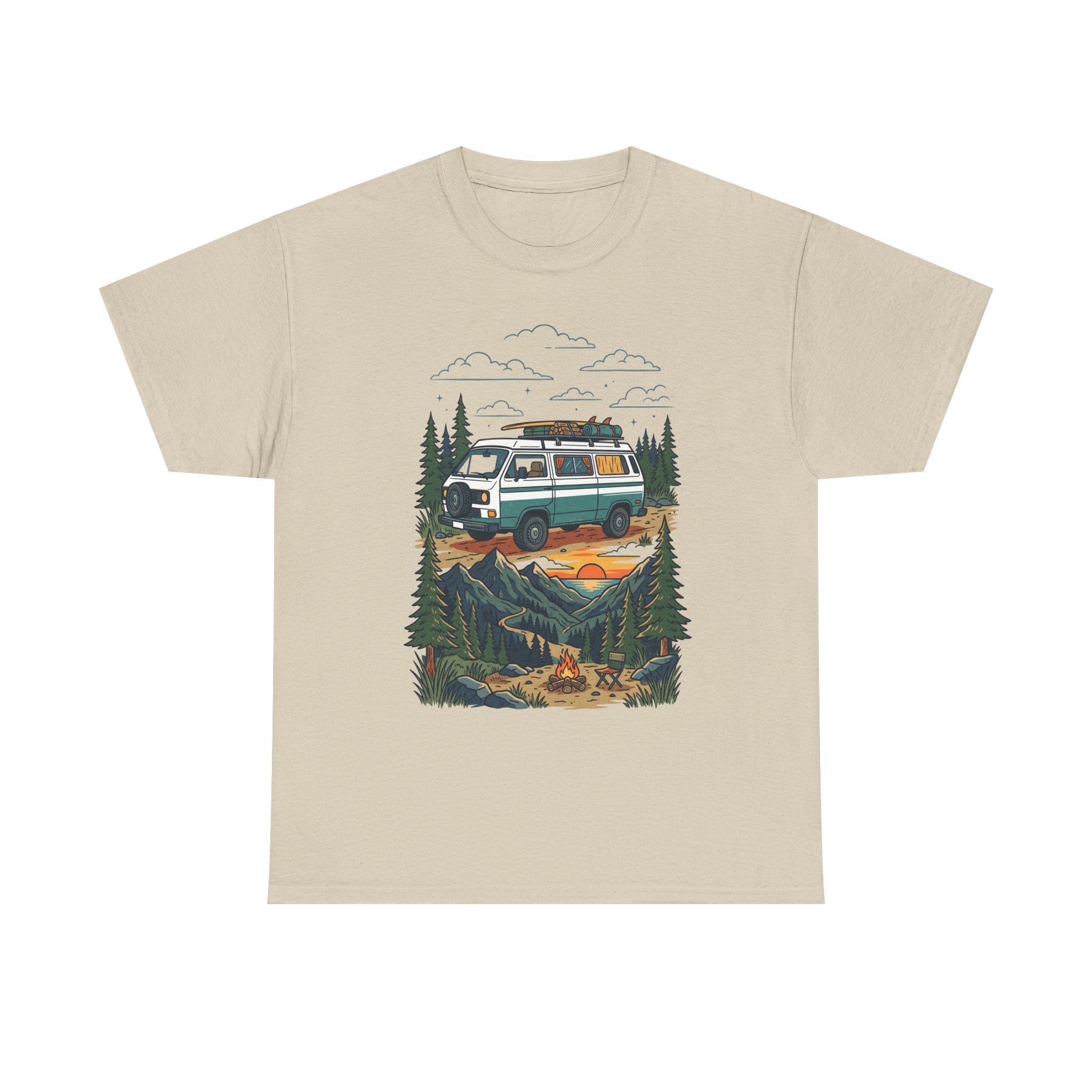 Camper Van Adventure Tee — Retro Van Camping Graphic T-Shirt
