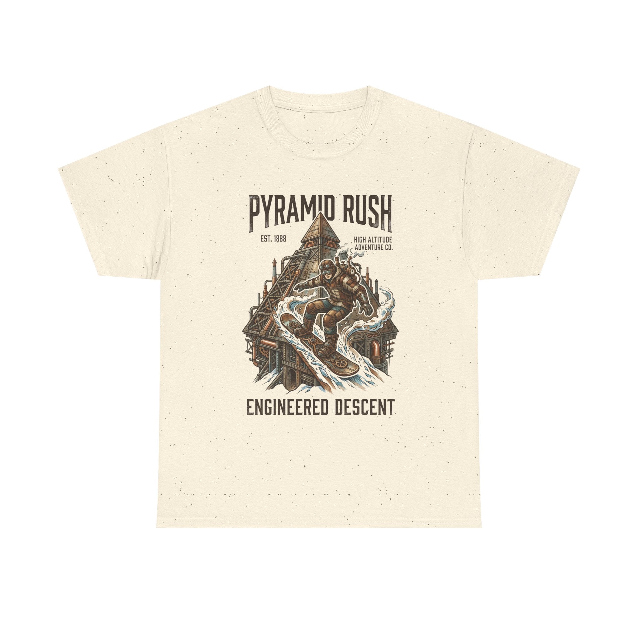 Steampunk Snowboard Pyramid Adventure T-Shirt — Fantasy Explorer Graphic Tee