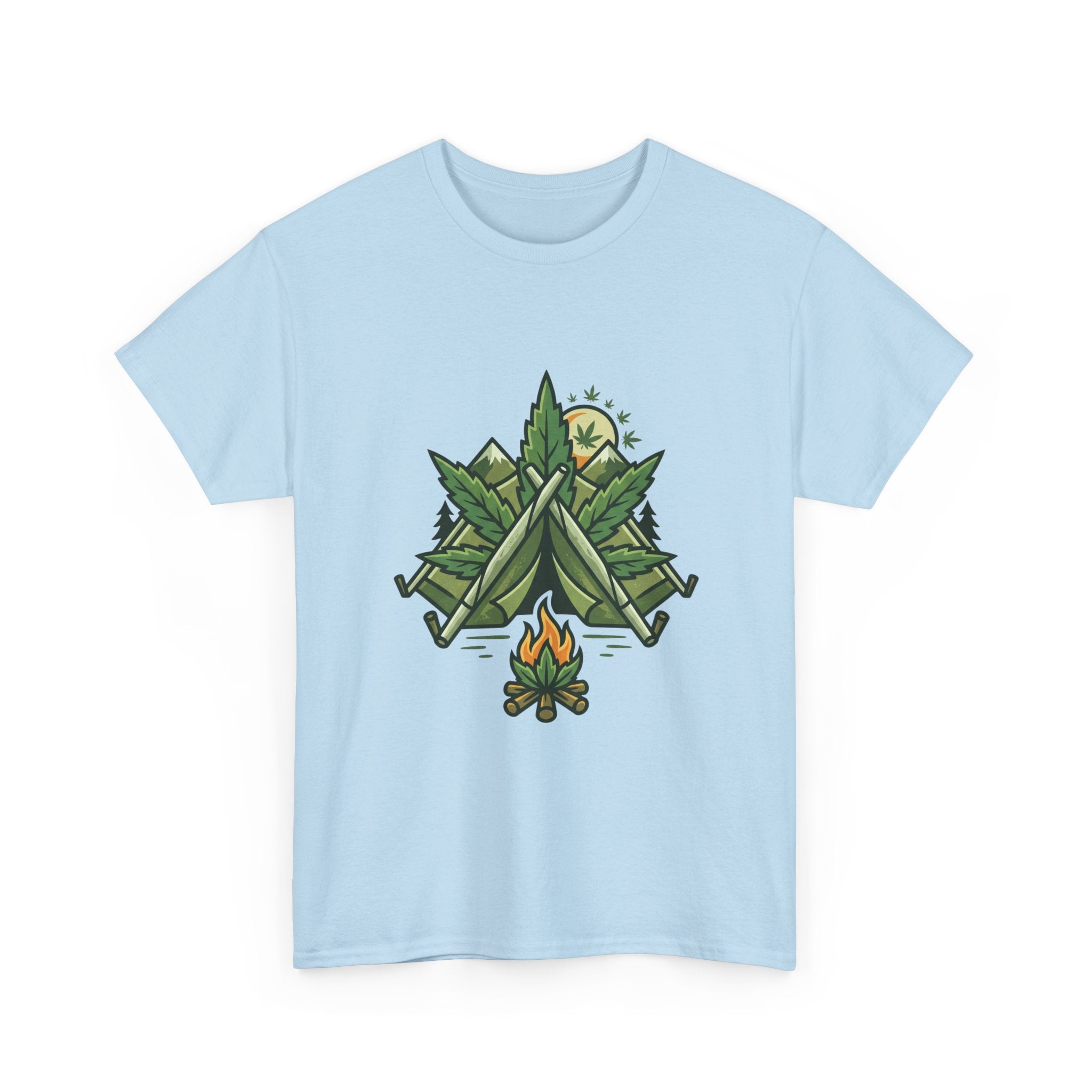 Camping Tent & Campfire T-Shirt — Outdoor Adventure Nature Tee