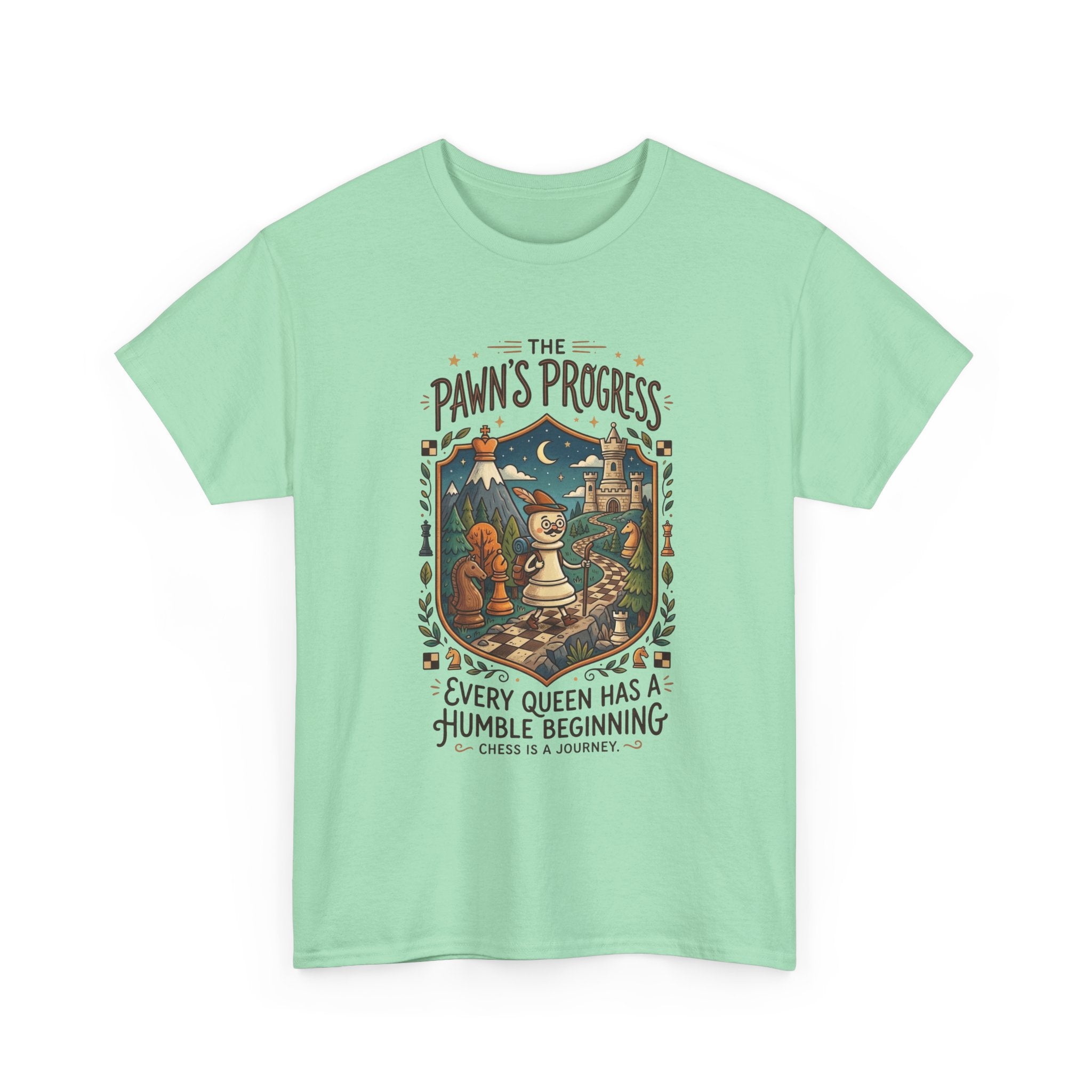 Chess 'The Pawn's Progress' T-Shirt — "Every Queen Has a Humble Beginning" Vintage Style Tee