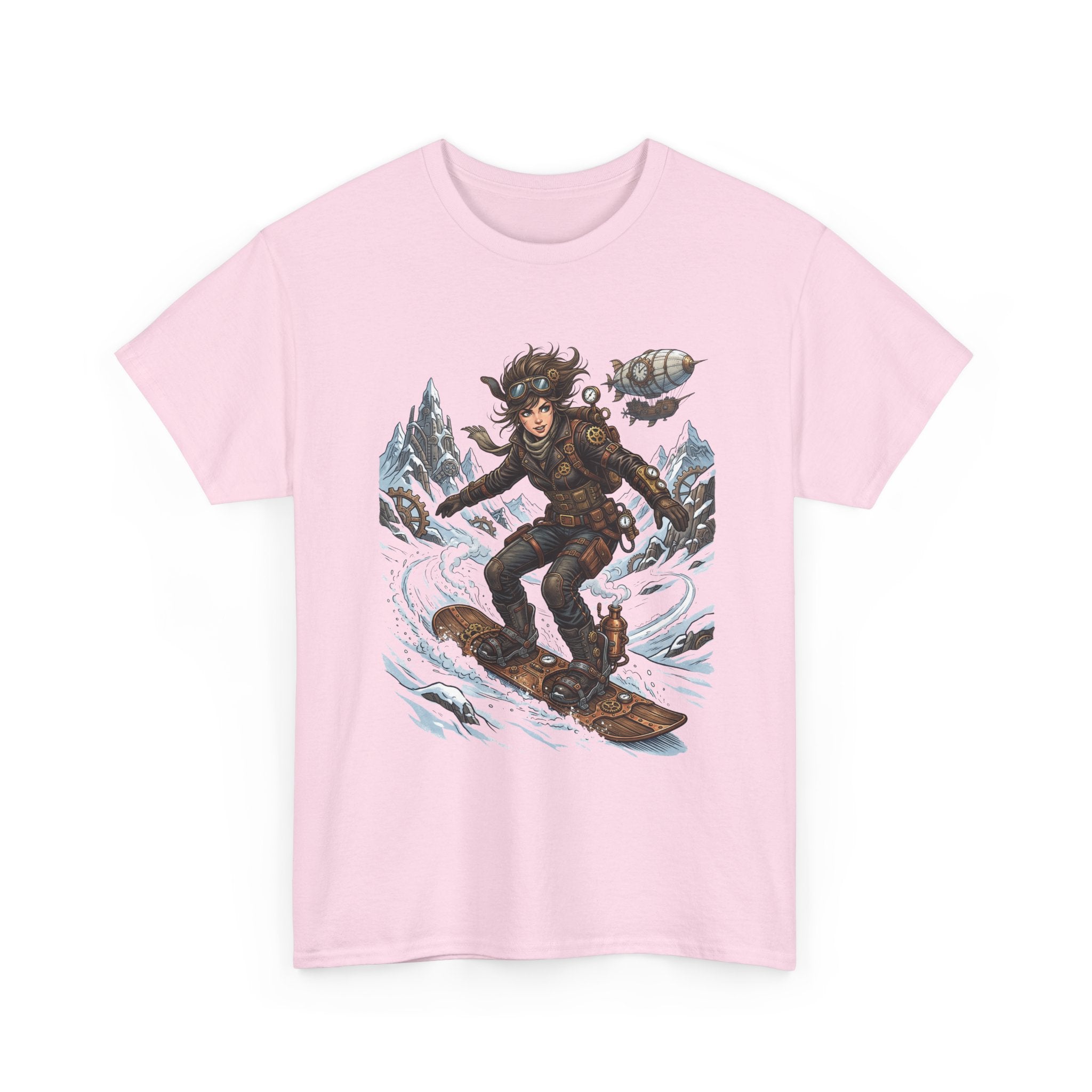 Steampunk Girl Snowboarder Graphic Tee — Winter Snowboarding Adventure Shirt