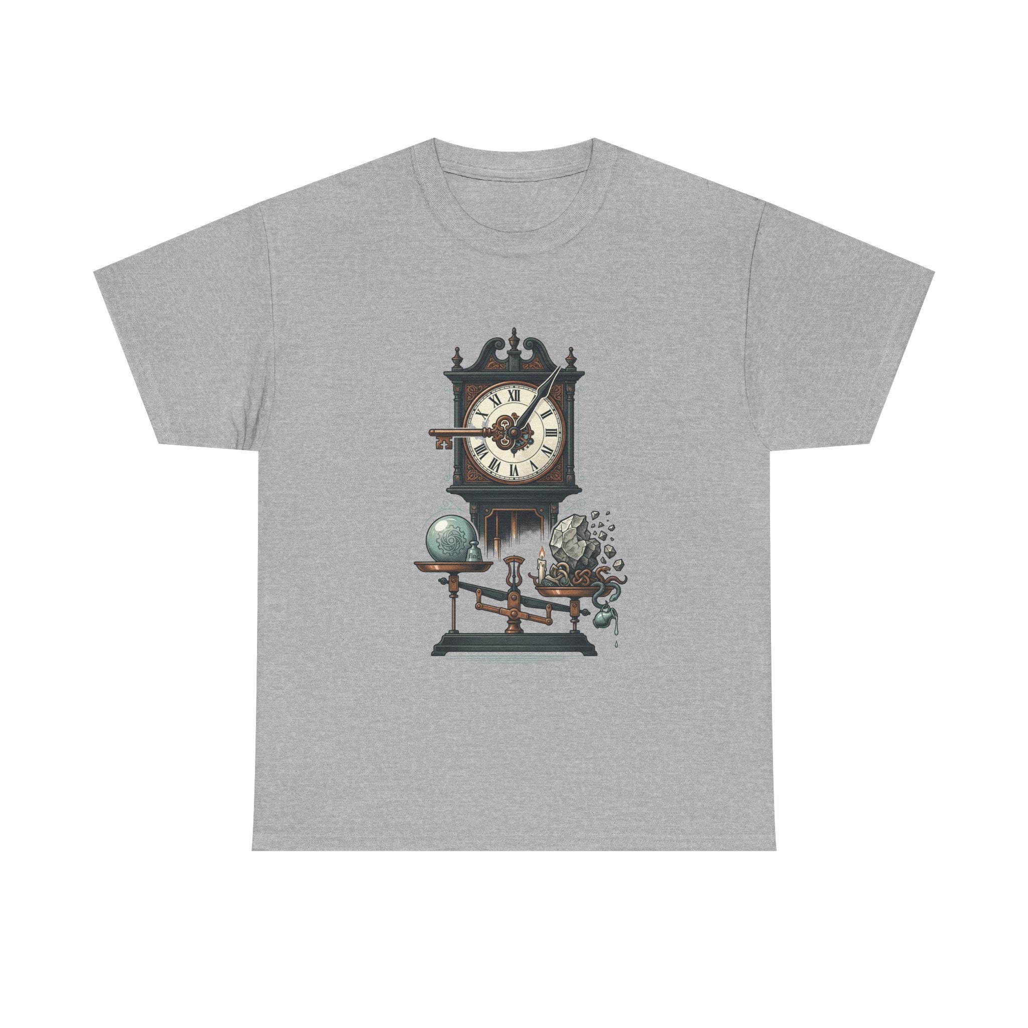 Vintage Clock & Globe Tee — Steampunk Timekeeper Graphic T-Shirt