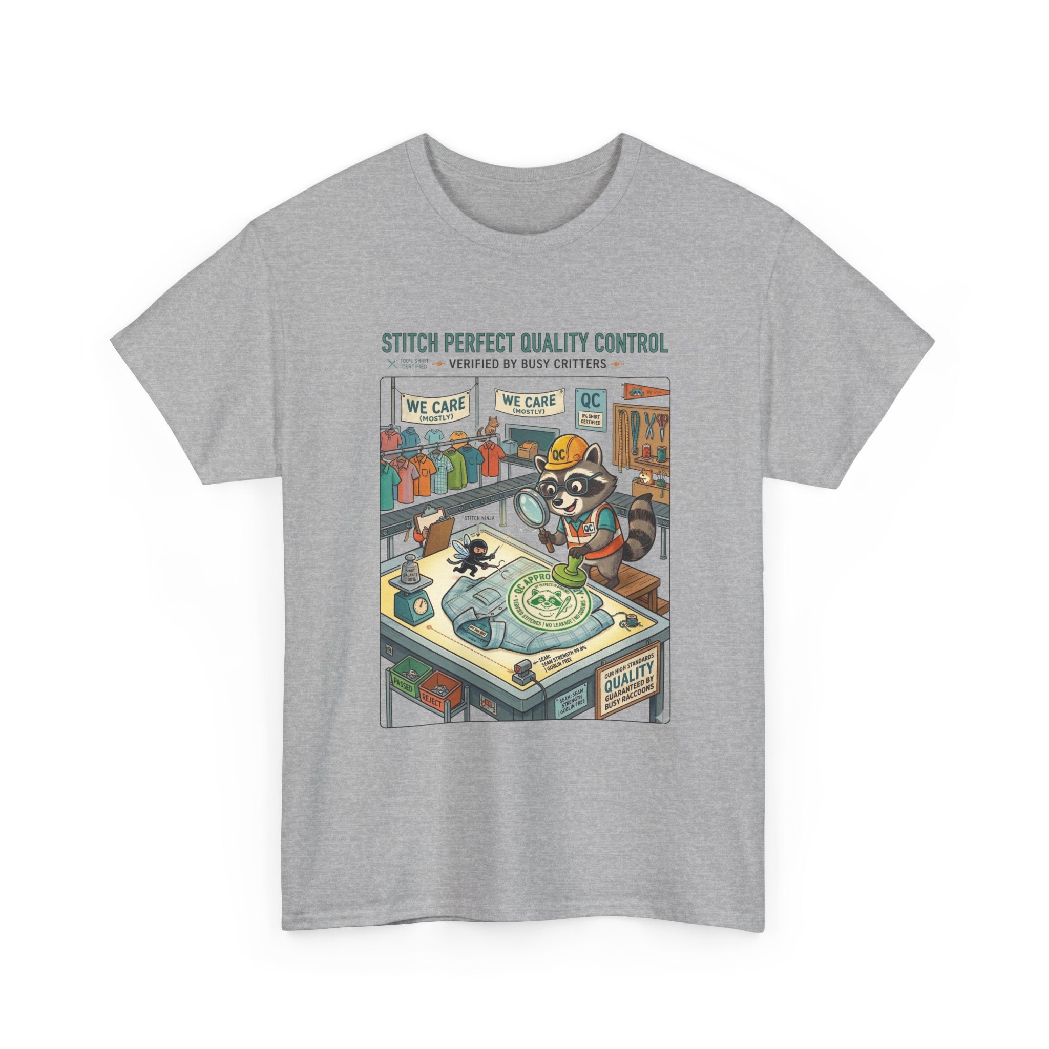 Quality Control Sewing Shirt — "Stitch Perfect" Tailor Cartoon Tee