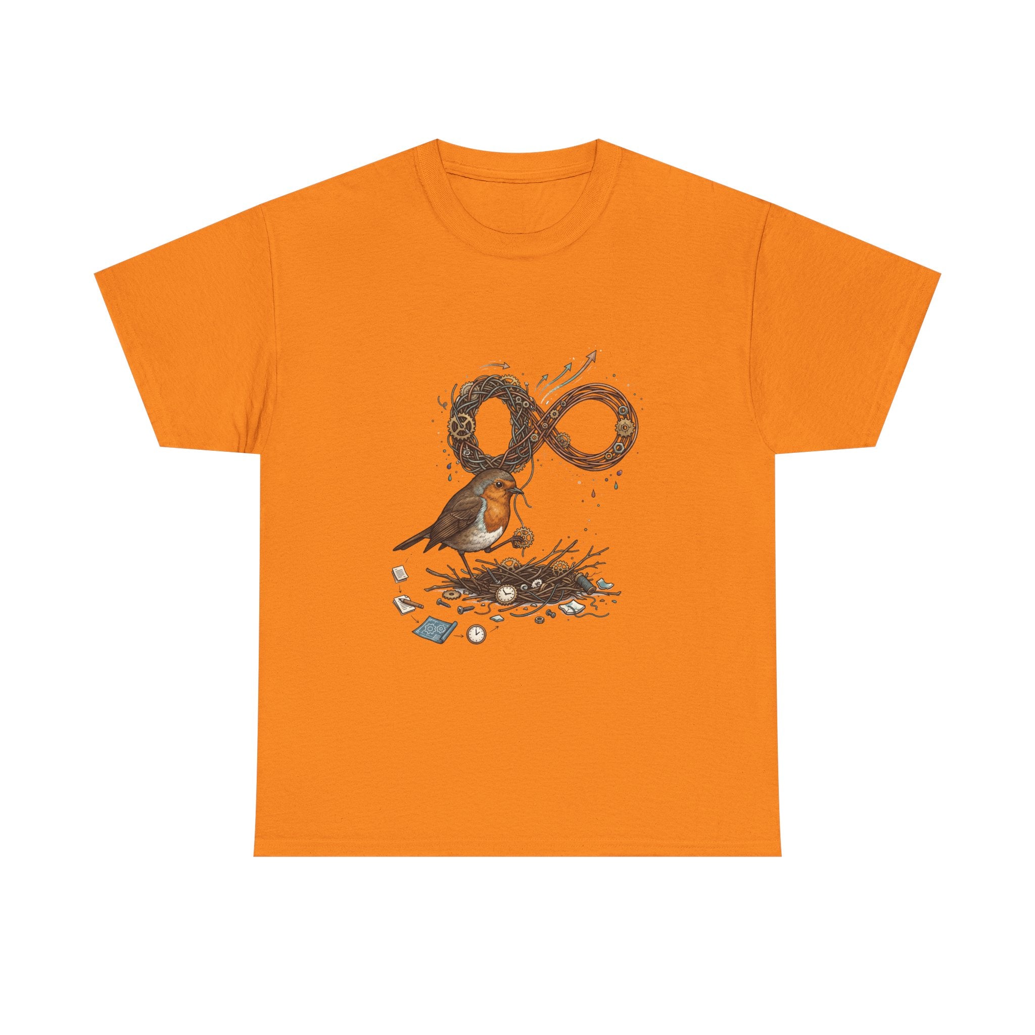 Robin & Infinity Symbol Tee — Nature-Inspired Bird Nest Graphic Shirt idk