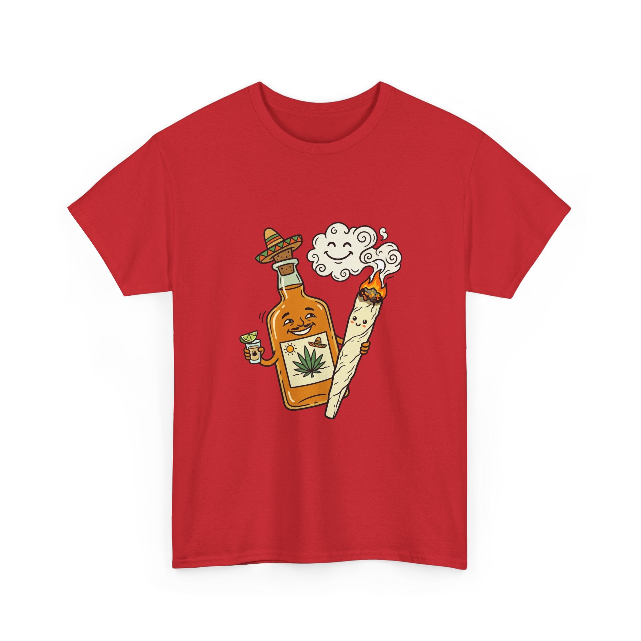 Cannabis & Tequila Tee — Funny Joint and Bottle Graphic T-Shirt