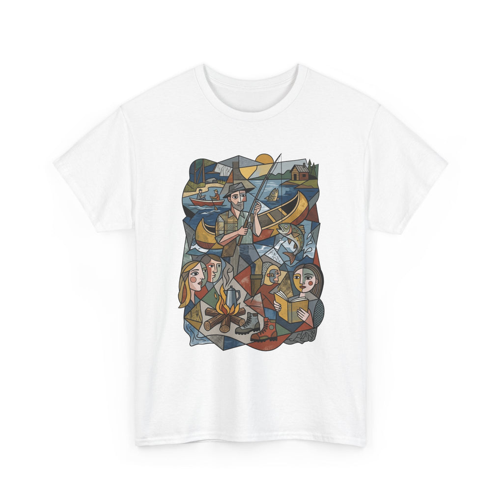 T-Shirt — Nautical Folk Art Crew: Illustrated Sailing, Fishing & Harbor Scene
