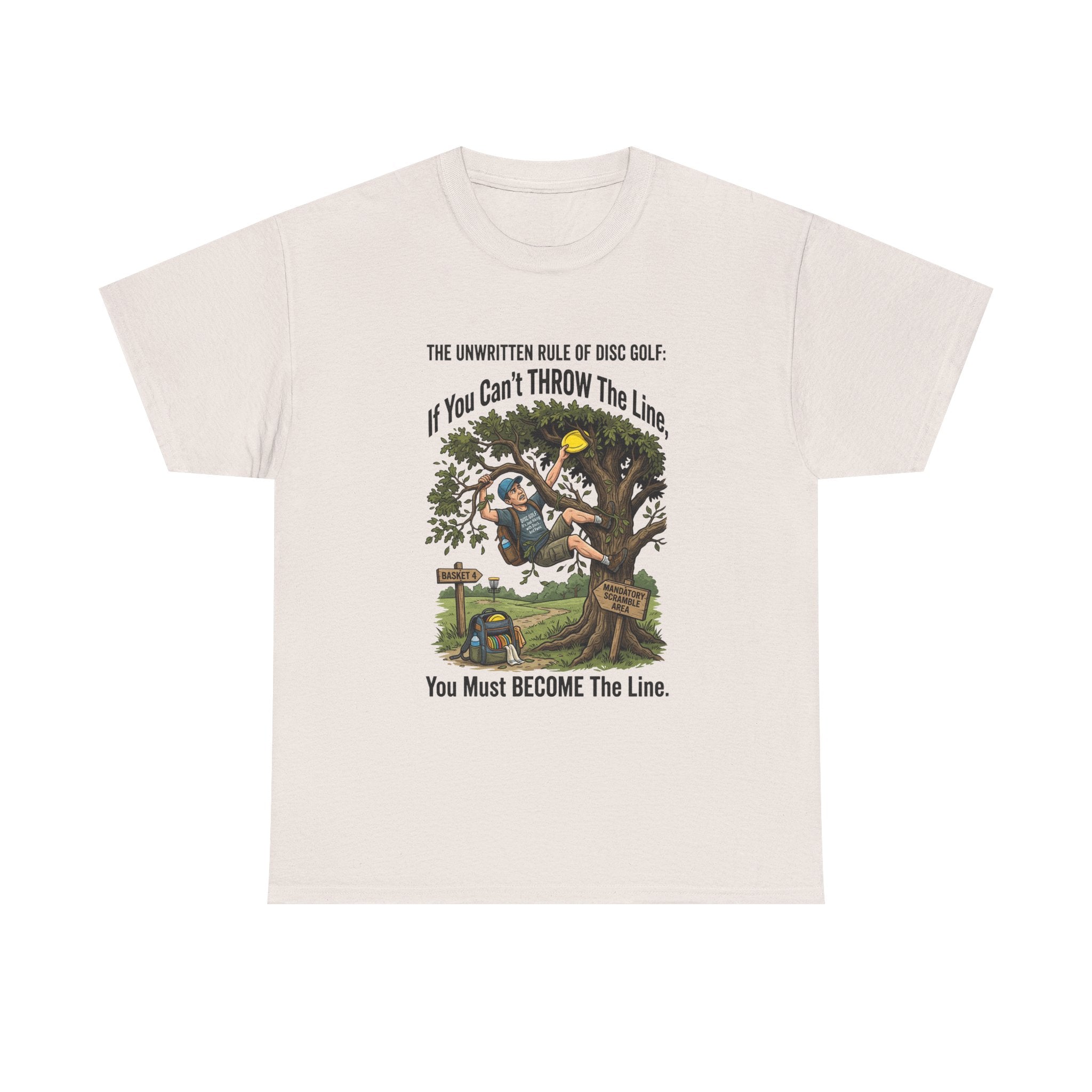 Disc Golf T-Shirt - "If You Can't Throw the Line, You Must Become the Line" Vintage Golf Cartoon Tee