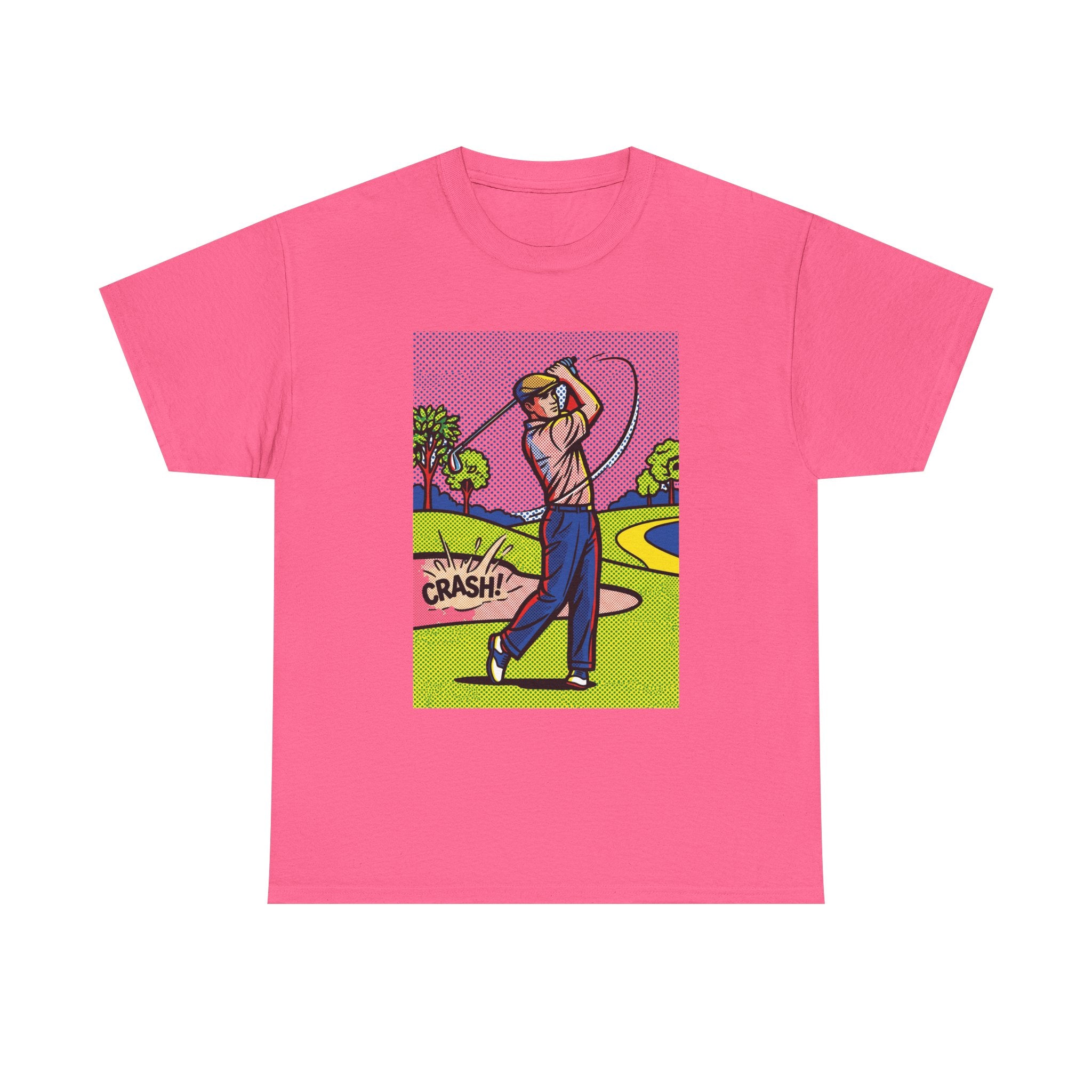 Golf Swing Pop Art T-Shirt — Vintage Comic 'Crash!' Graphic Tee