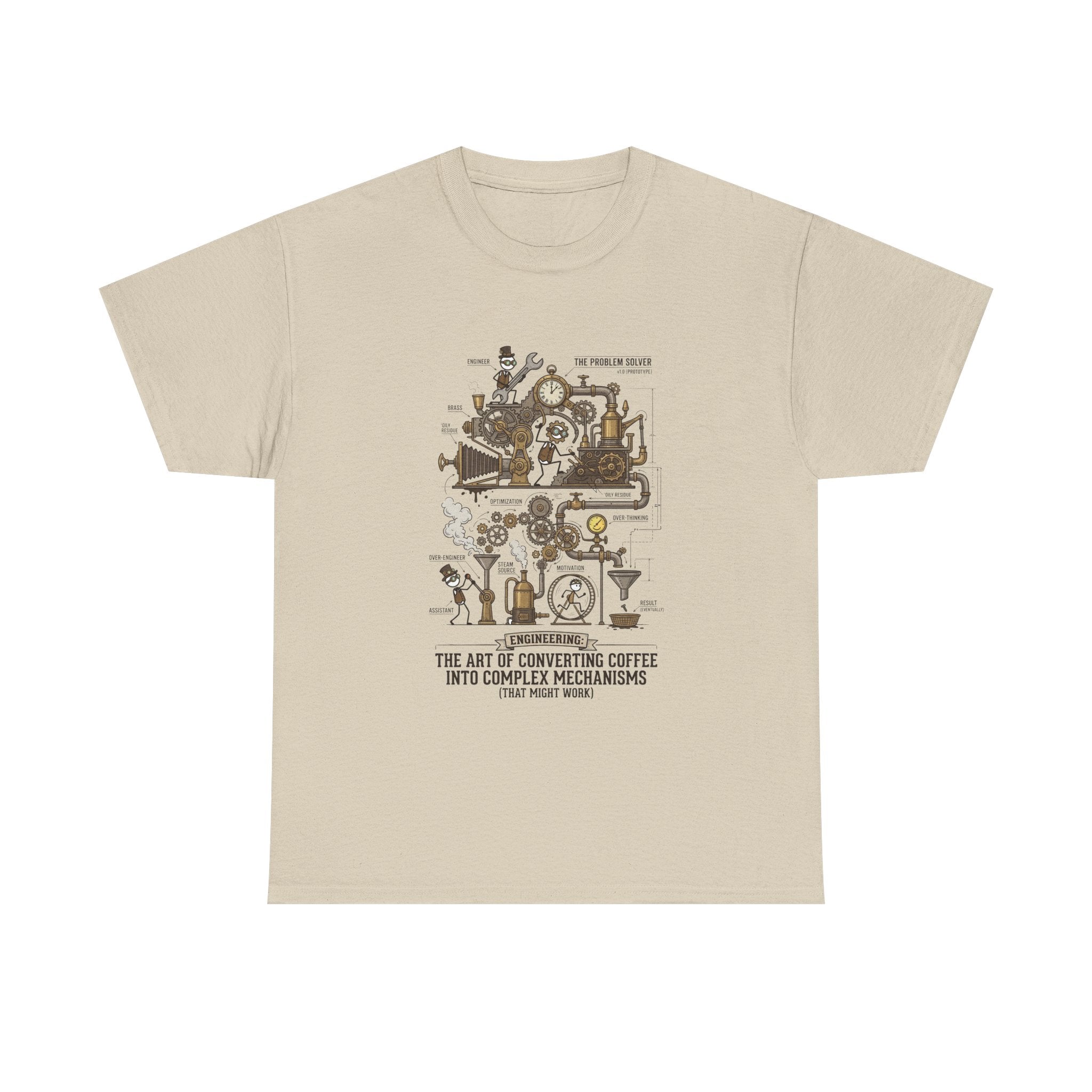 Steampunk Engineering T-Shirt — The Art of Converting Coffee Into Complex Mechanisms Graphic Tee