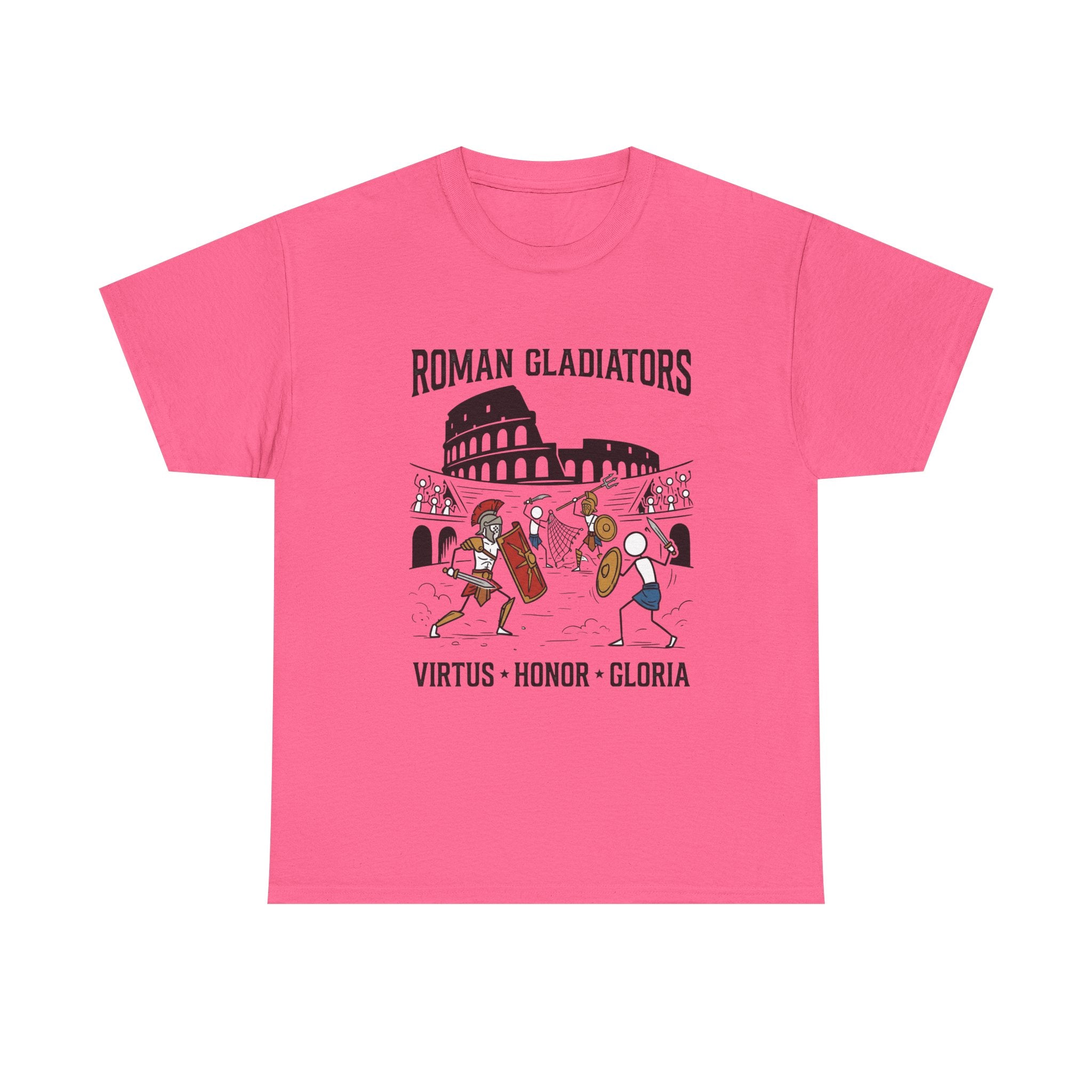 Roman Gladiators T-Shirt — Colosseum Design with "Virtus • Honor • Gloria"