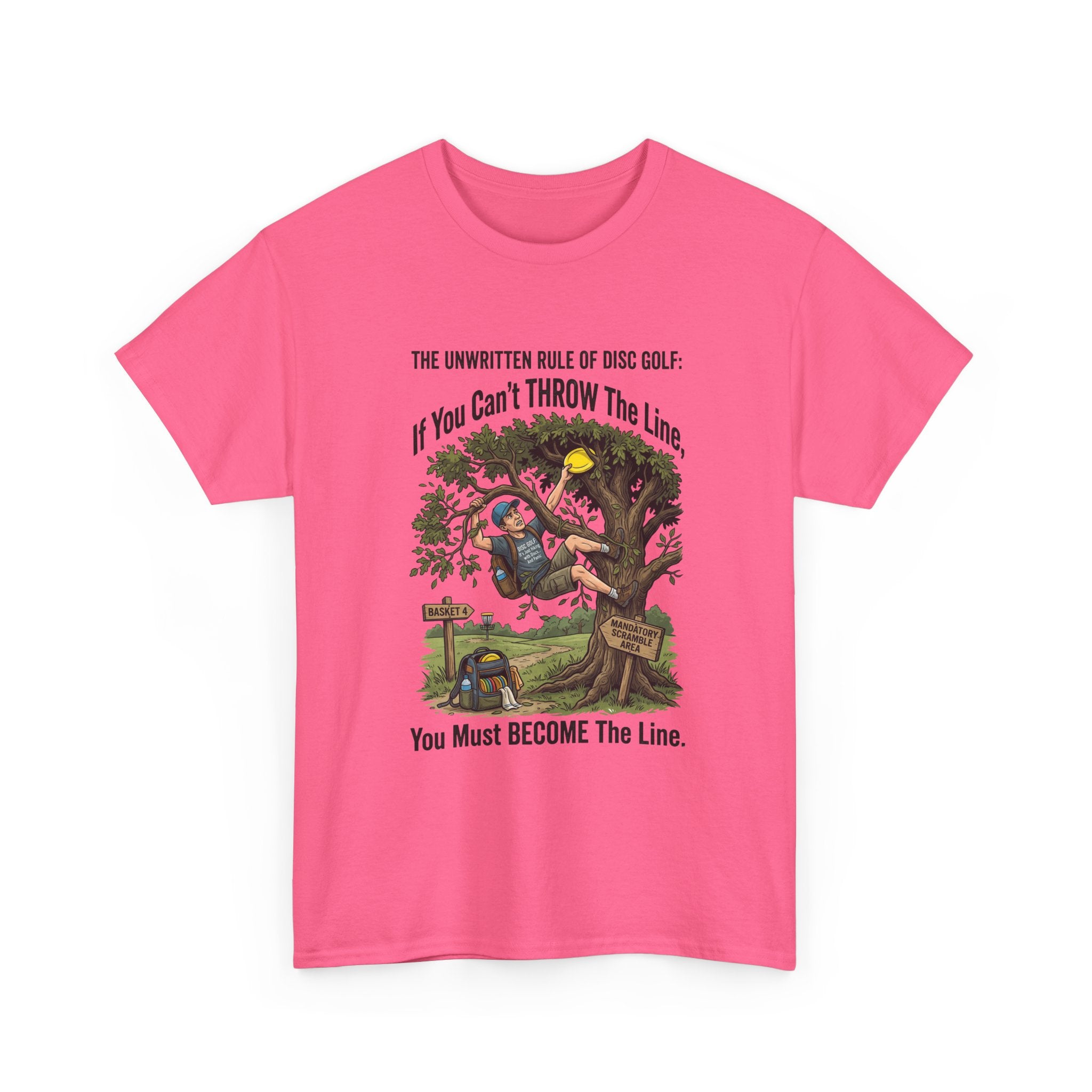 Disc Golf T-Shirt - "If You Can't Throw the Line, You Must Become the Line" Vintage Golf Cartoon Tee