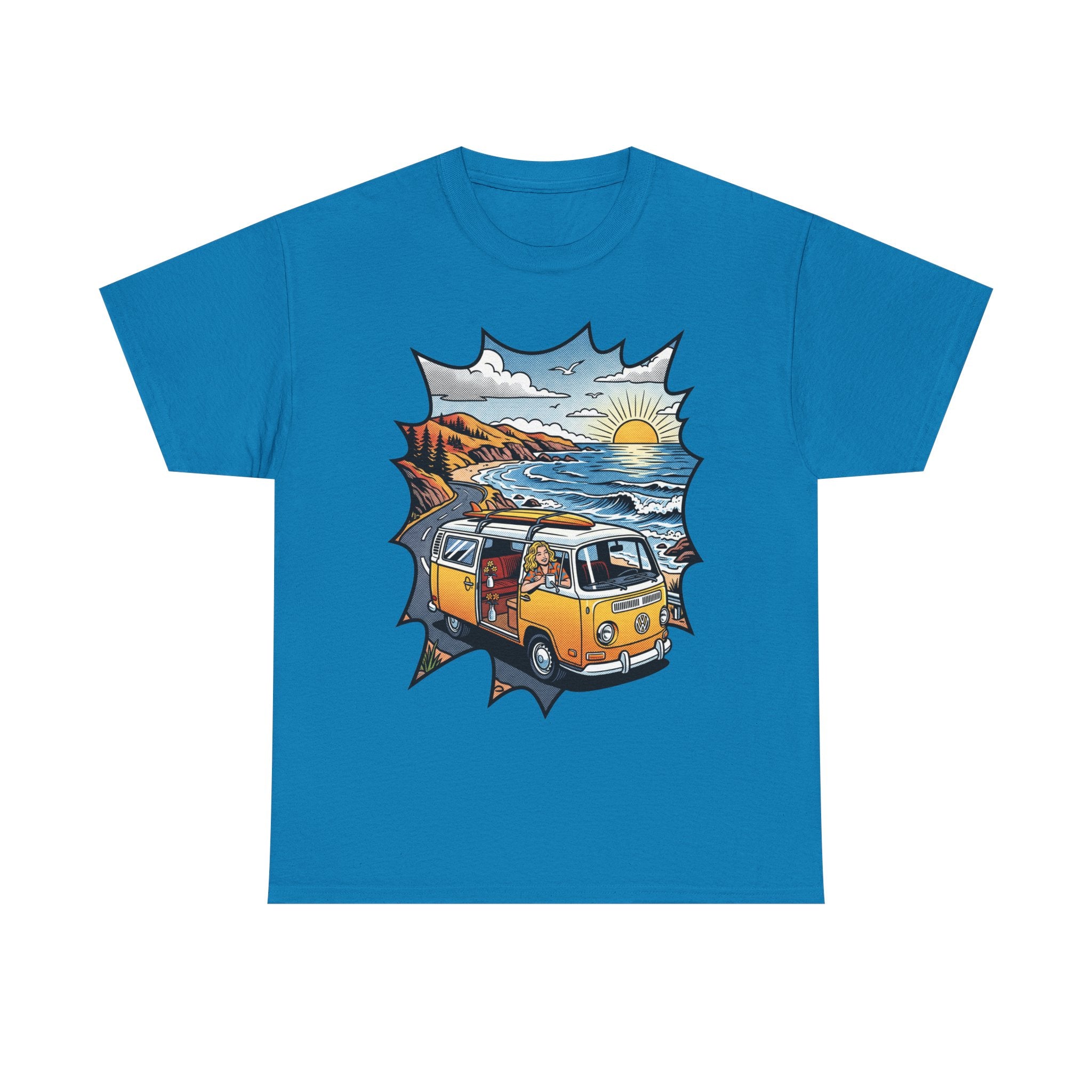 Road Trip Van T-Shirt — Vintage Camper Beach Sunset Tee