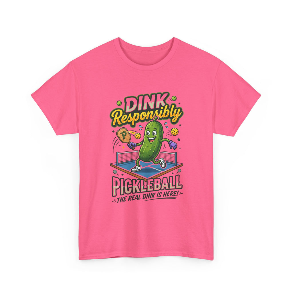 Pickleball T-Shirt — "Dink Responsibly" Funny Pickle Cartoon Tee