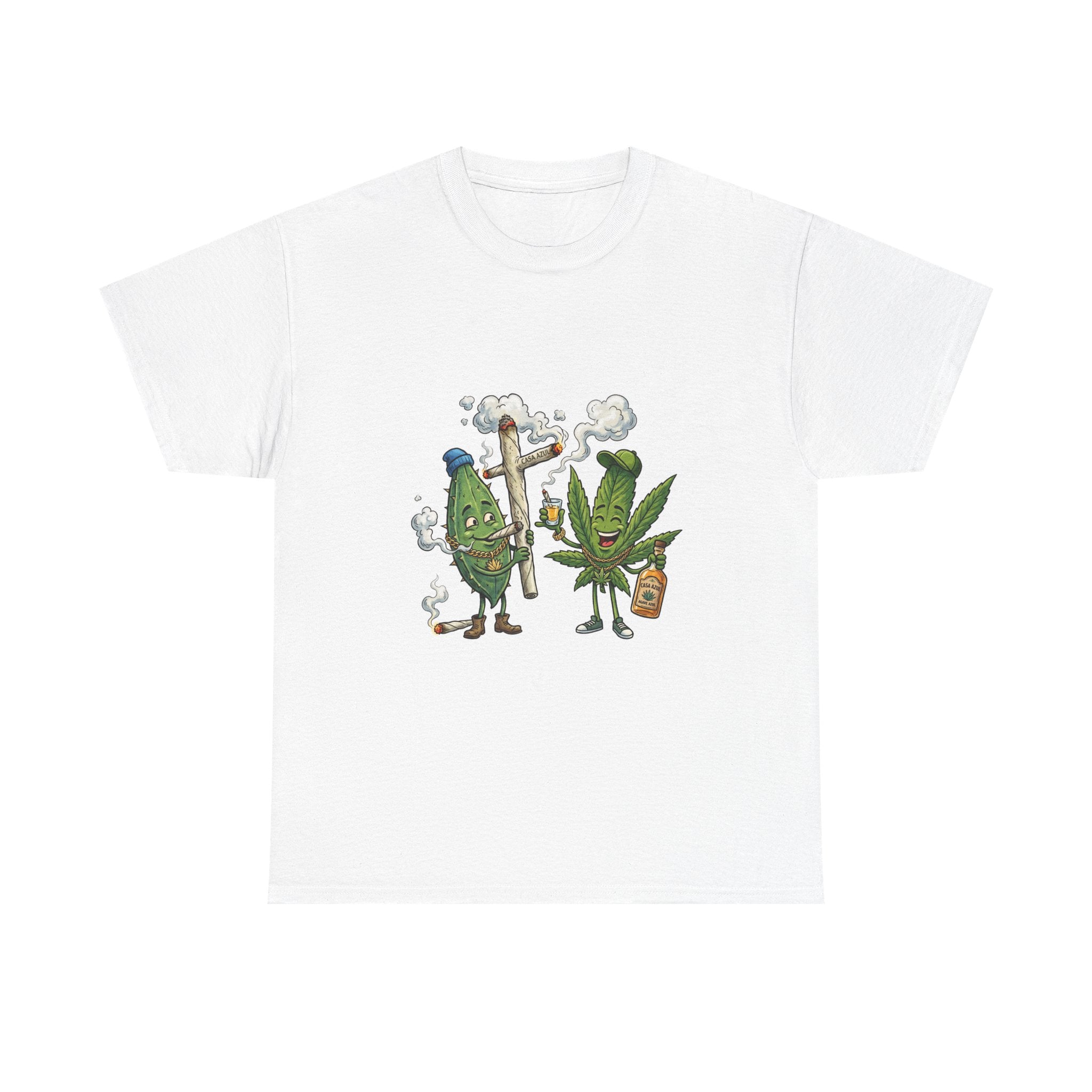 1 Tequila & Cannabis Buds Cartoon Tee — Funny Smoking Weed Plant Graphic T-Shirt