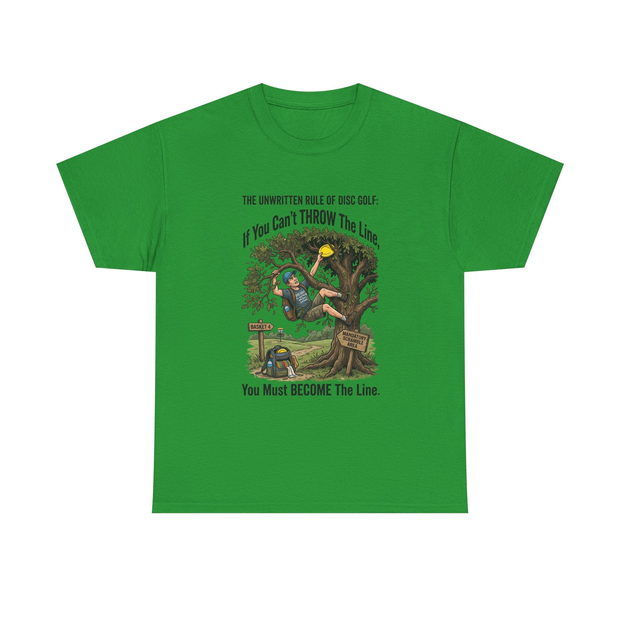 Disc Golf T-Shirt - "If You Can't Throw the Line, You Must Become the Line" Vintage Golf Cartoon Tee