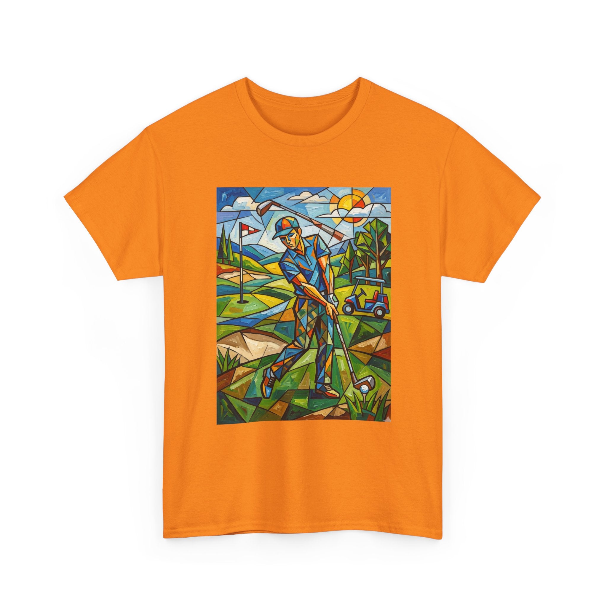 Golf Stained Glass Art Tee — Colorful Golfer Graphic T-Shirt