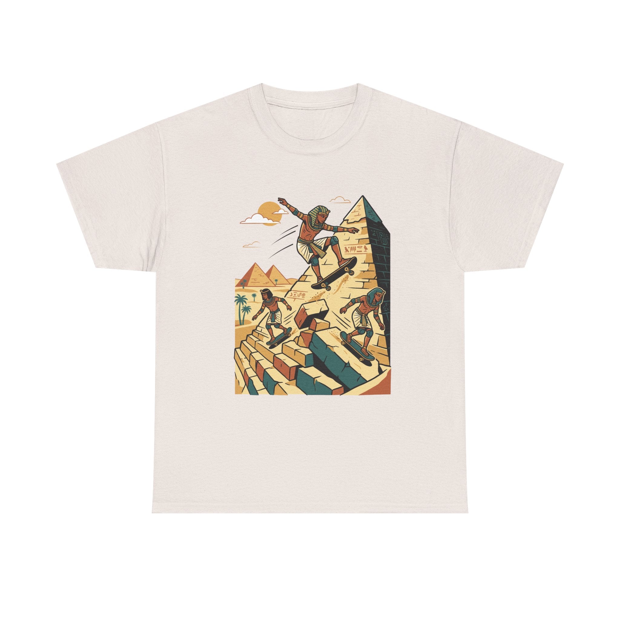 Egyptian Pyramid Skateboard T‑Shirt — Retro Skateboarding Pharaohs Graphic Tee