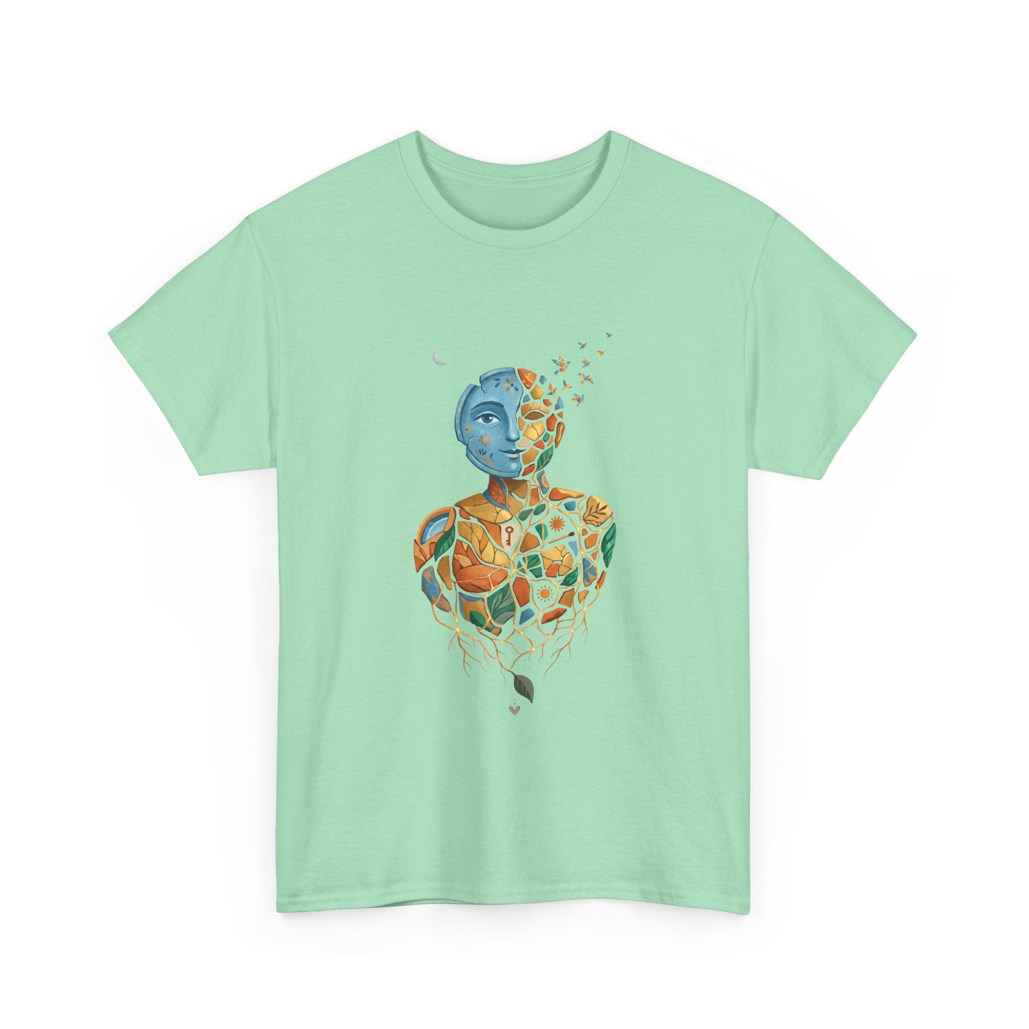 Abstract Mosaic Portrait T‑Shirt — Fragmented Face Art Tee