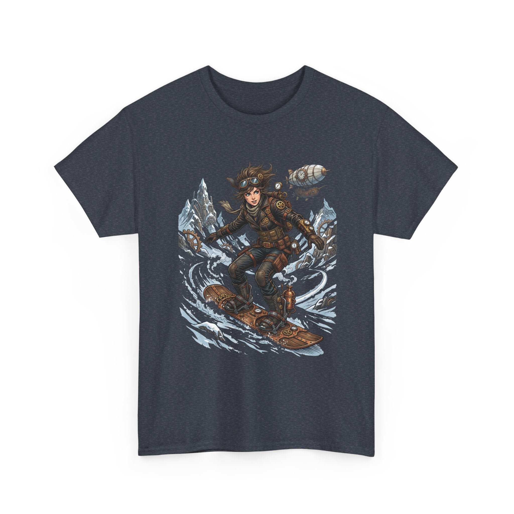 Steampunk Girl Snowboarder Graphic Tee — Winter Snowboarding Adventure Shirt